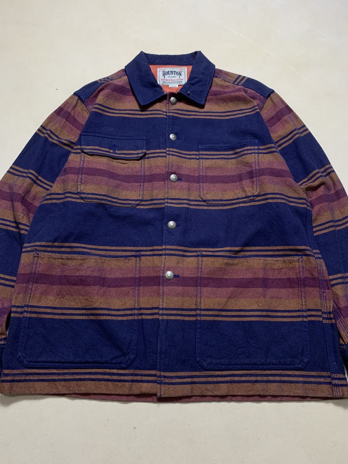 Japanese Brand Houston Union Made Concho Button Border Viyella Coverall Size US M / EU 48-50 / 2 - 3 Thumbnail