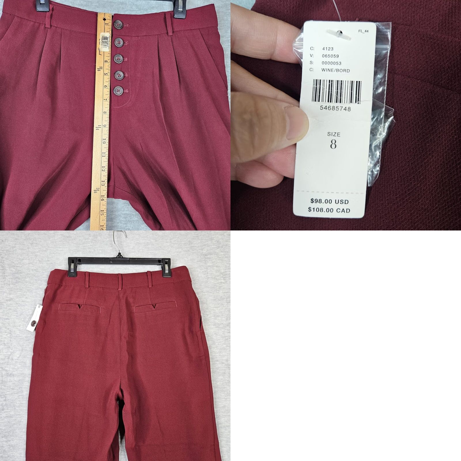 Anthropologie Anthropologie Women's Button Fly Pleated Wine Trousers Pant Sz 8 NEW Size 30" / US 8 / IT 44 - 8 Thumbnail