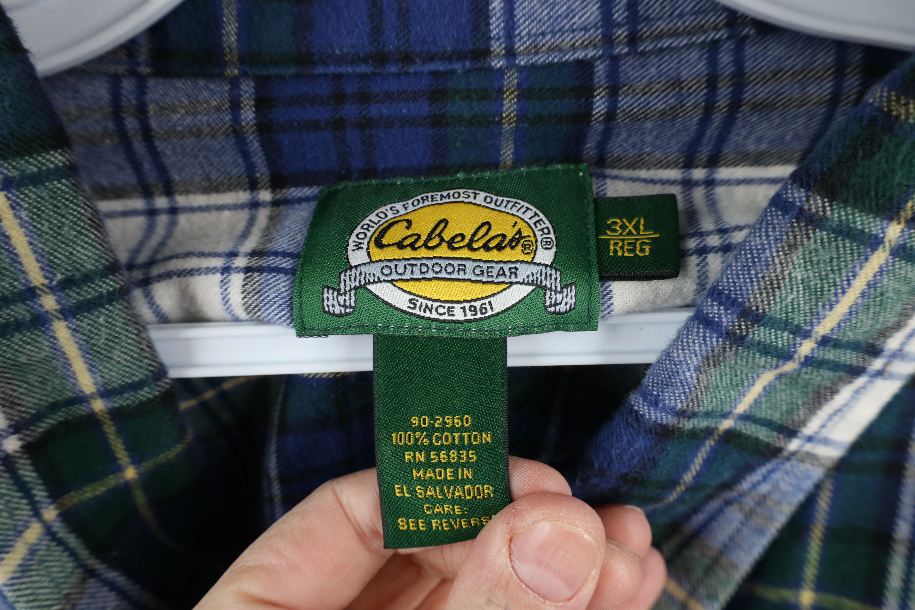 Cabelas × Vintage Vintage 90s Cabelas Flannel Collared Button Down Shirt Plaid Size US XXL / EU 58 / 5 - 7 Thumbnail