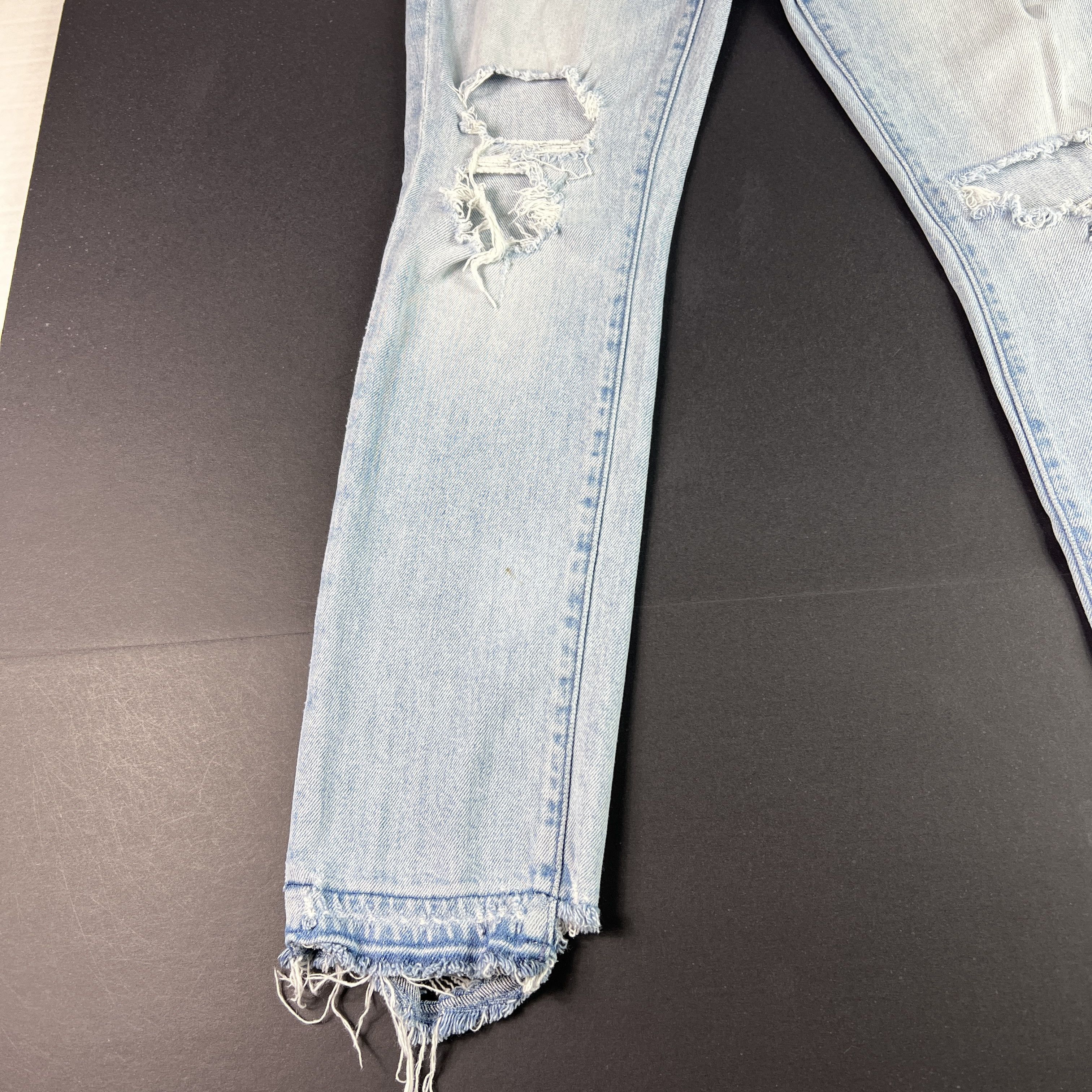 MOTHER Mother Jeans Rascal Ankle Undone Hem Blue Distressed Denim Size 25" / US 0 / IT 36 - 6 Thumbnail