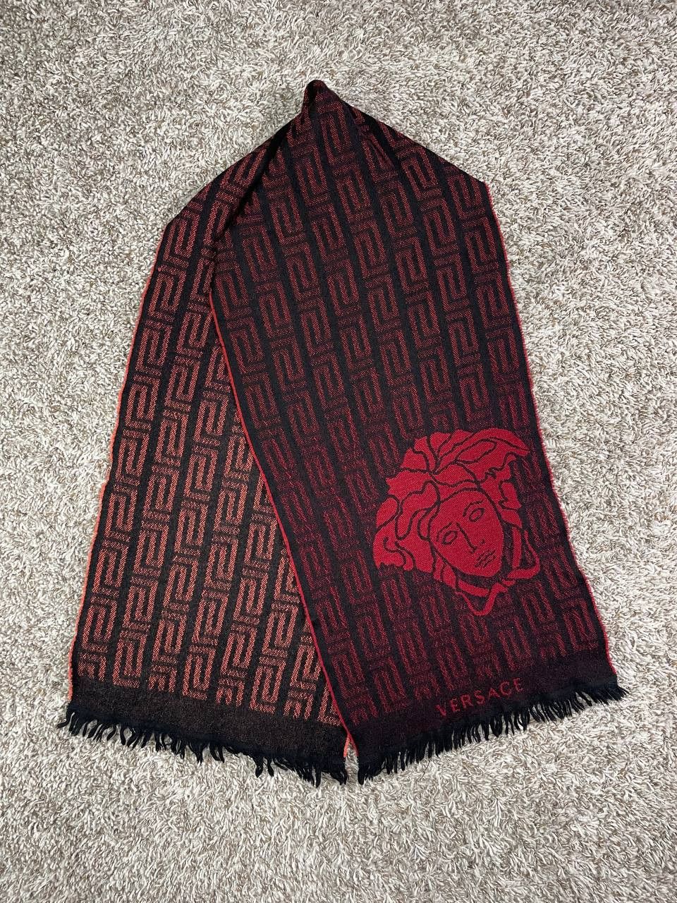 Versace Versace Red Black Wool Reversible Versace Pattern Scarf Size ONE SIZE - 1 Thumbnail