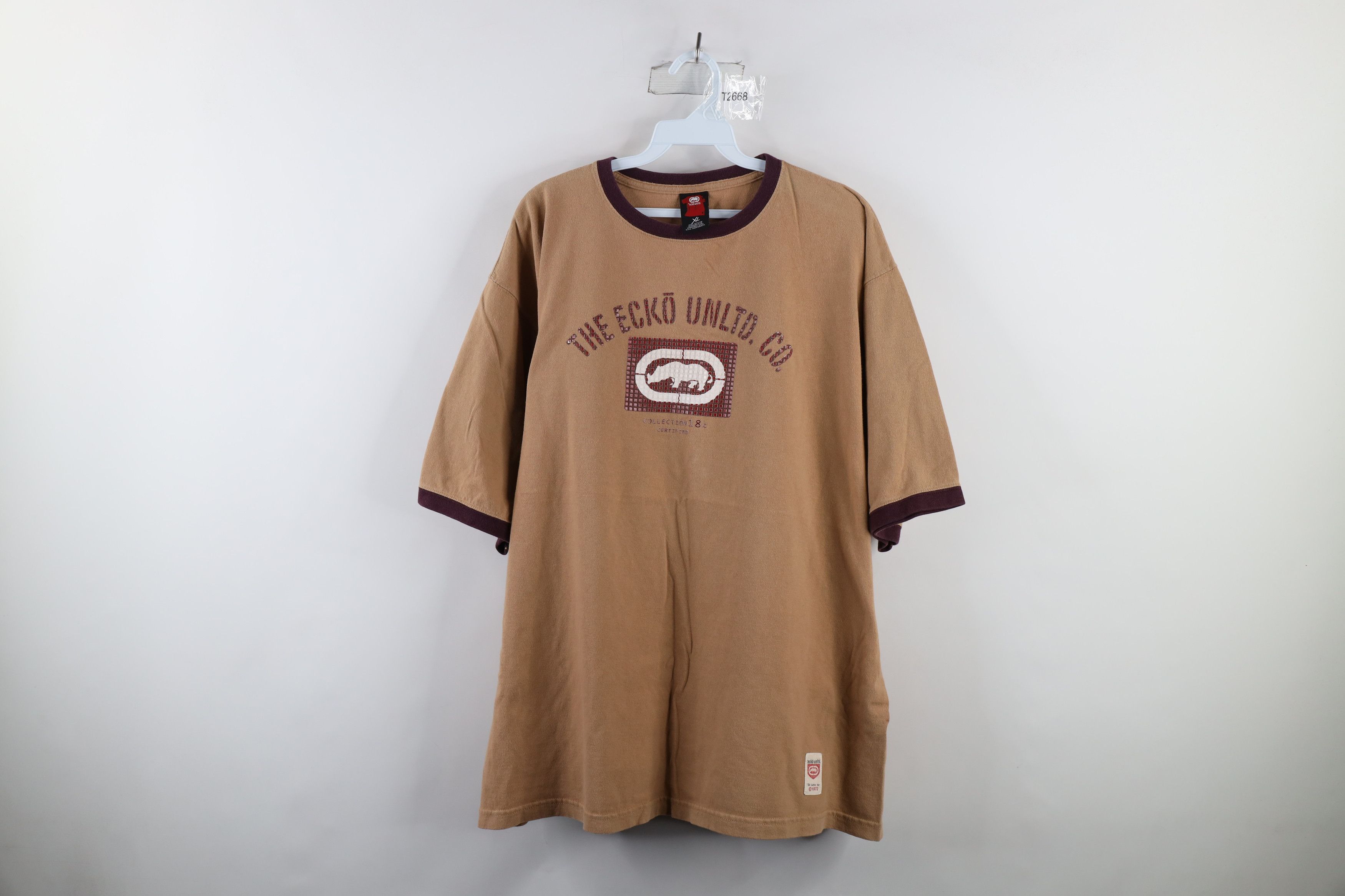 Ecko Unltd. × Vintage Vintage Ecko Out Box Logo Baggy Fit Ringer T-Shirt Beige Size US XL / EU 56 / 4 - 1 Thumbnail