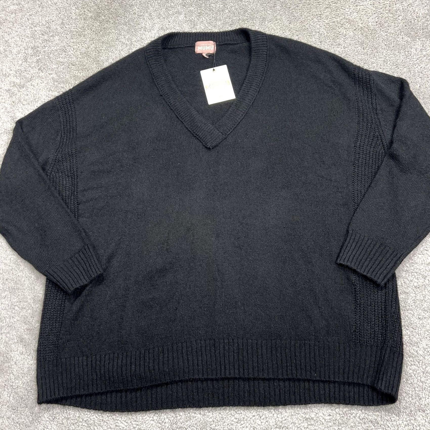 Show Me Your MuMu Show Me Your Mumu Sweater Women’s Small Black Ozzy Oversized V-Neck Pullover NWT Size S / US 4 / IT 40 - 2 Thumbnail