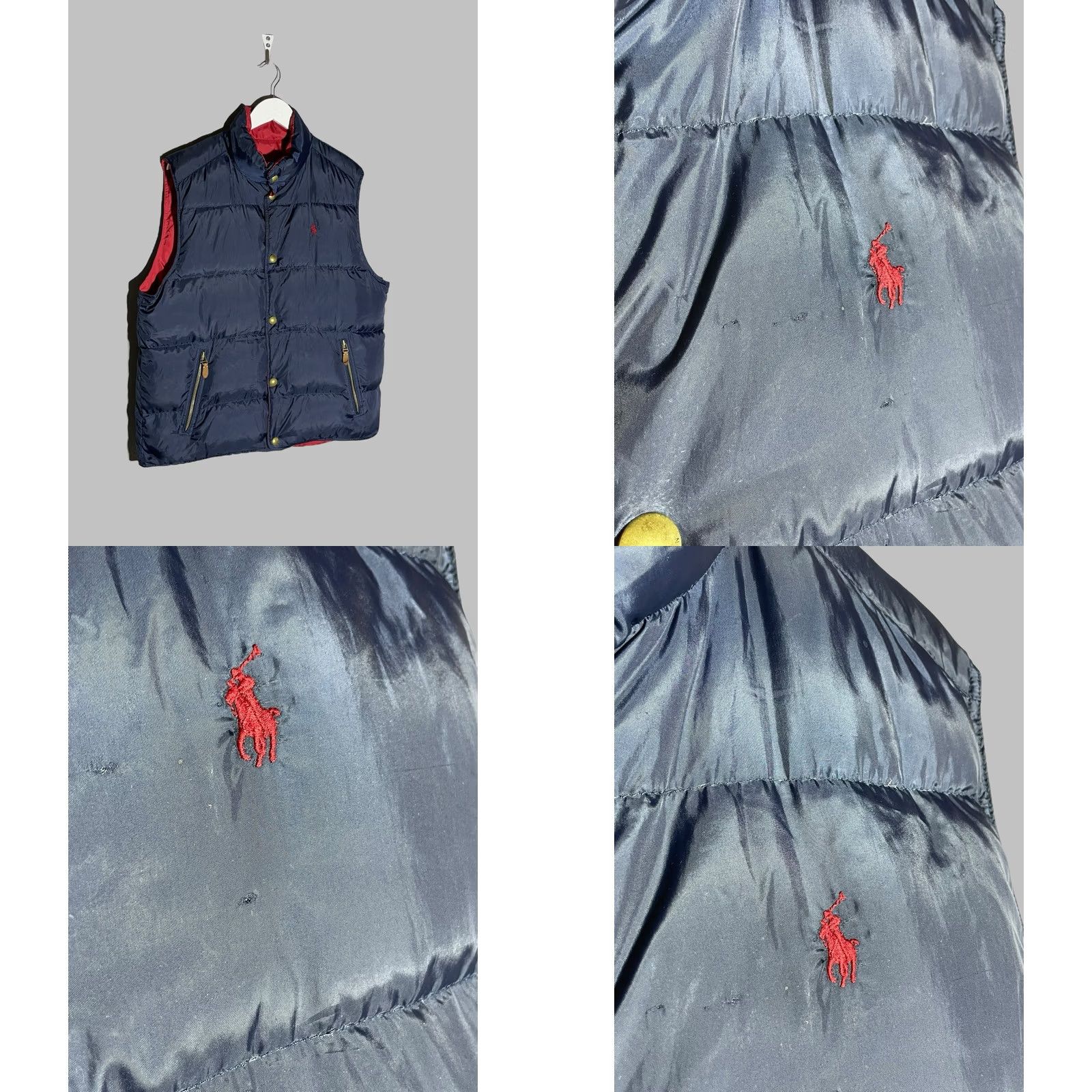Ralph Lauren Polo Ralph Lauren Puffer Down Vest Reversible Men’s Mid-Length Nylon Zip Button Red Dark Blue L Size US L / EU 52-54 / 3 - 9 Thumbnail