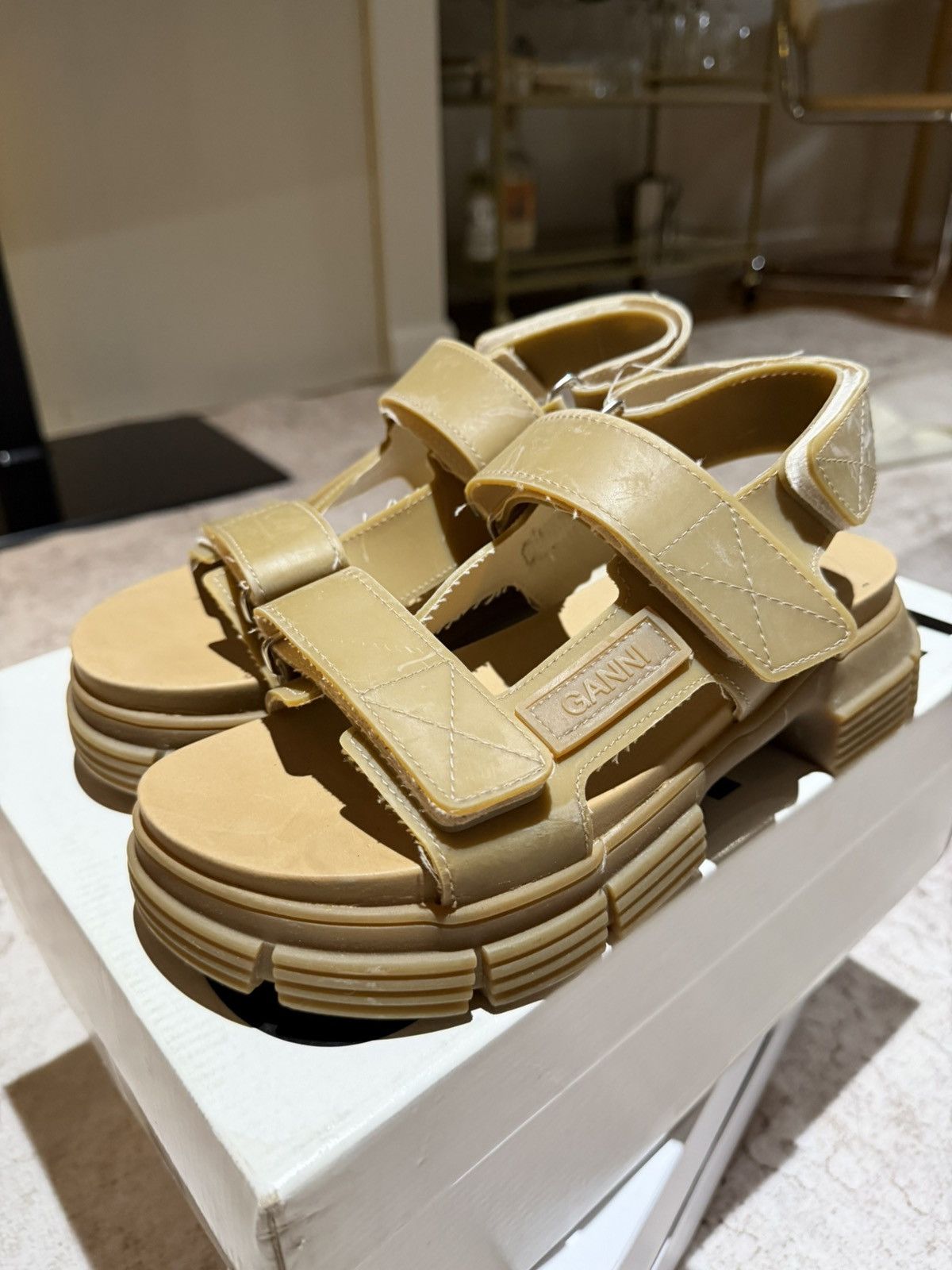 Ganni GANNI Recycled Rubber Sandals Size US 7 / IT 37 - 1 Thumbnail