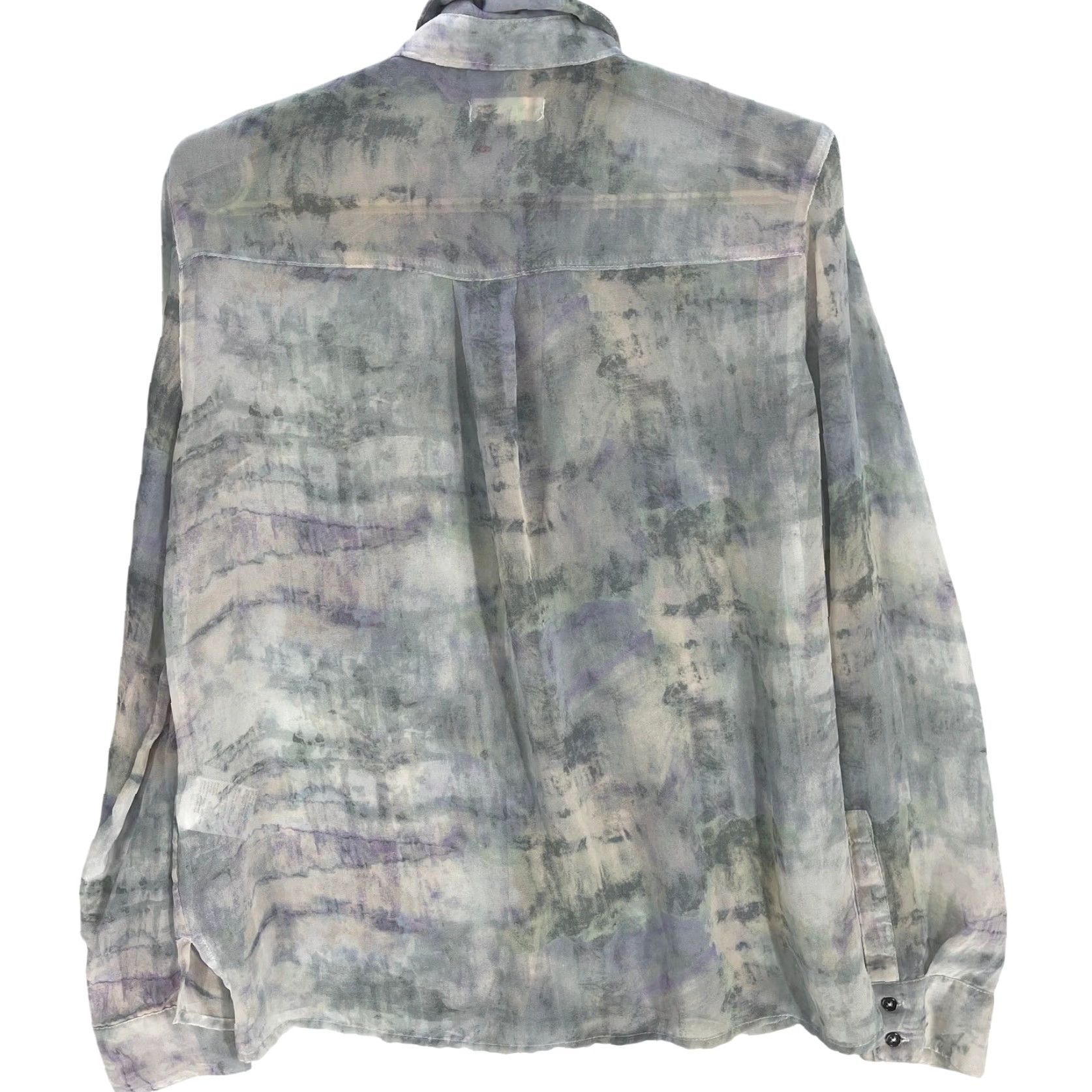 Vintage Silence + Noise Blouse M Purple Sheer Long Sleeve Button Up Collared Women Casual Business All Seasons Size M / US 6-8 / IT 42-44 - 3 Thumbnail