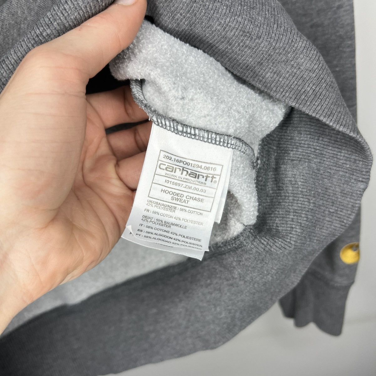 Carhartt × Carhartt Wip Carhartt WiP Grey Hoodie Gold Logo Hooded Chase Sweat Size US S / EU 44-46 / 1 - 6 Thumbnail