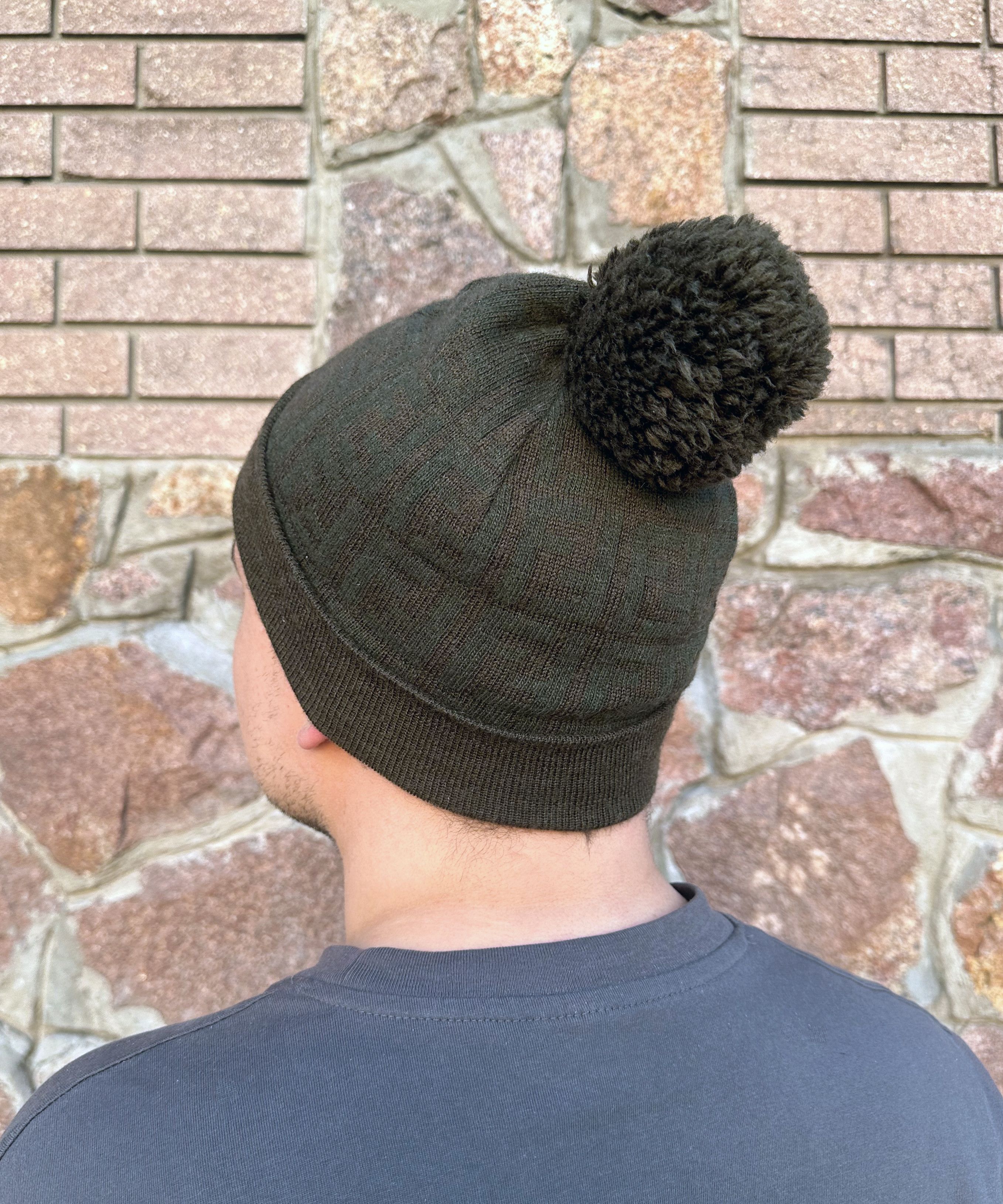 Fendi FENDI Hat Pom Pom Monogram FF Wool Beanie Green Brown Size ONE SIZE - 2 Thumbnail