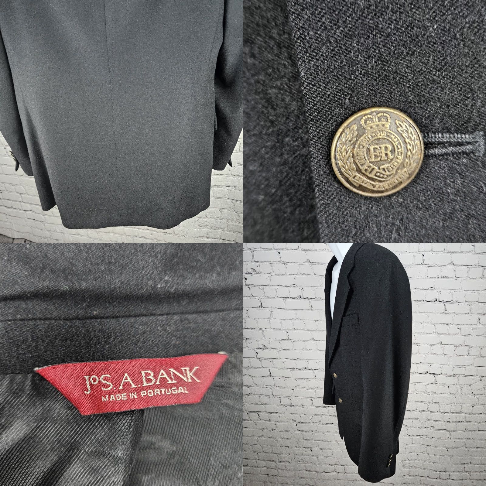 Jos. A. Bank VINTAGE Jos A Bank Black Cashmere Wool Lanerossi Italian Corporate Collection Blazer 39R Size 40R - 9 Thumbnail