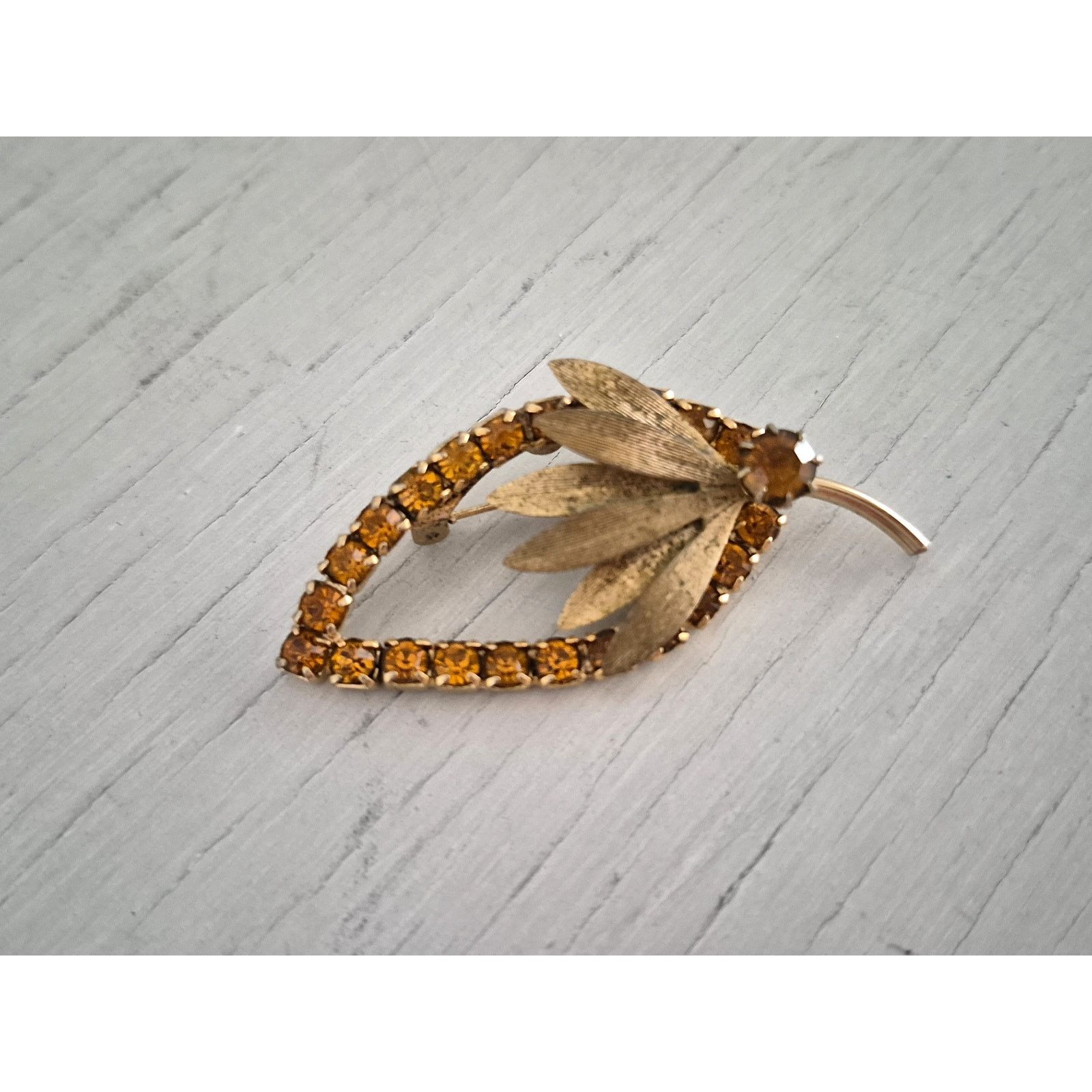 Other Vintage Amber Rhinestone Floral Brooch Size ONE SIZE - 2 Thumbnail