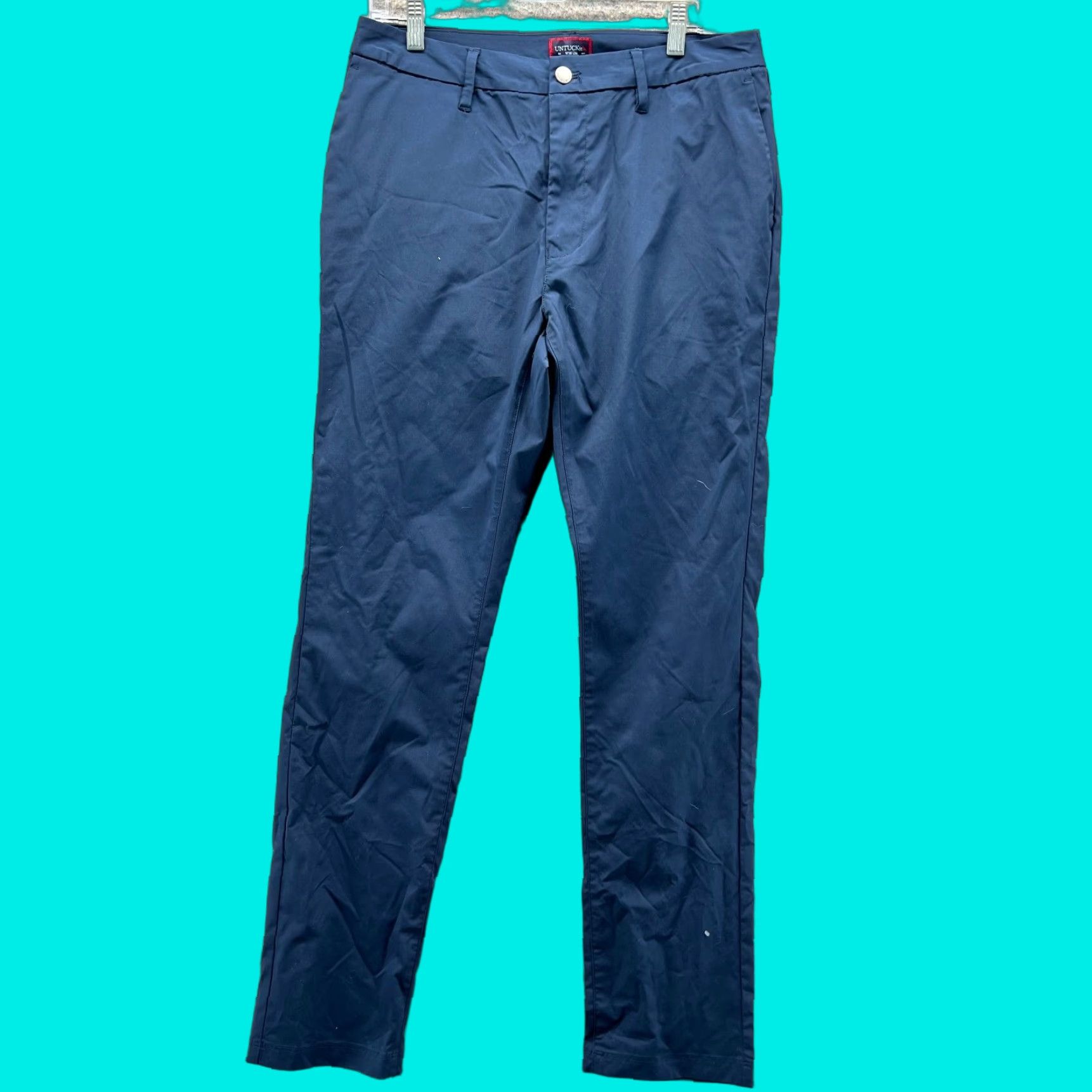 UNTUCKit UNTUCKit Pants Men 36x34 Adult Blue Straight Chino Flat Polyester Trousers Knit Pants Jeans Dress Flat Front Button Pockets Regular Rise Mid Size US 36 / EU 52 - 1 Thumbnail
