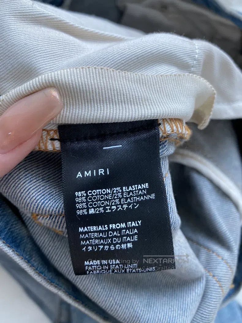 Amiri Amiri Size 32 Washed blue and blue leather Logo jeans Size US 32 / EU 48 - 4 Thumbnail