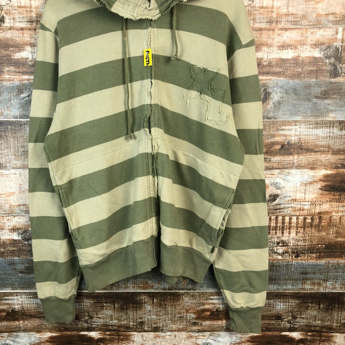 XLarge Japan Stripe prison Green Hoodie #A1572