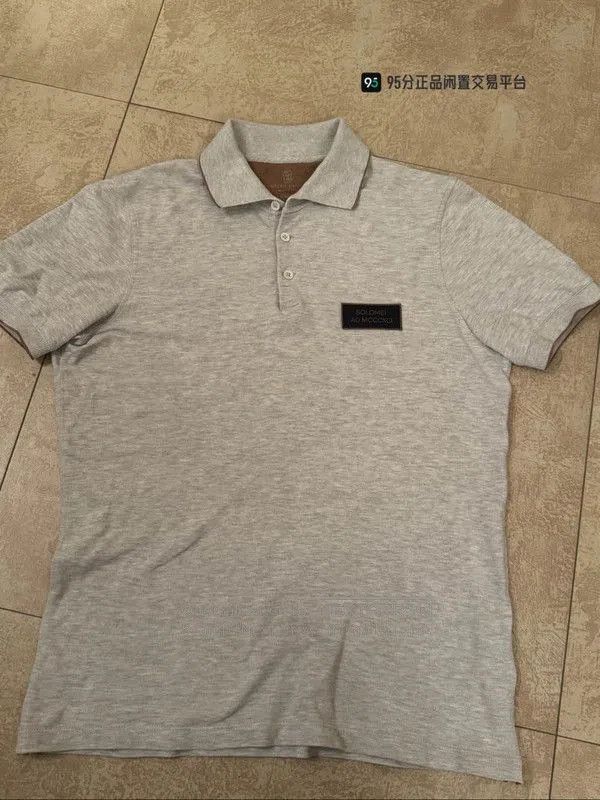 Brunello Cucinelli Brunello Cucinelli Unisex Light Gray Polo Shirt. Size US XS / EU 42 / 0 - 1 Thumbnail