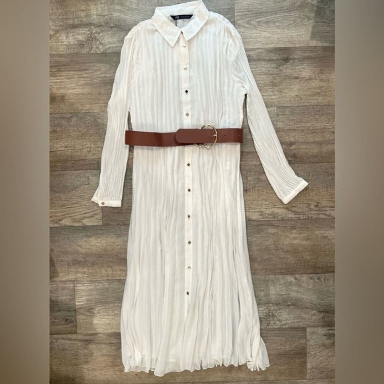 Zara ZARA Pleated Midi Dress Size L / US 10 / IT 46 - 15 Thumbnail