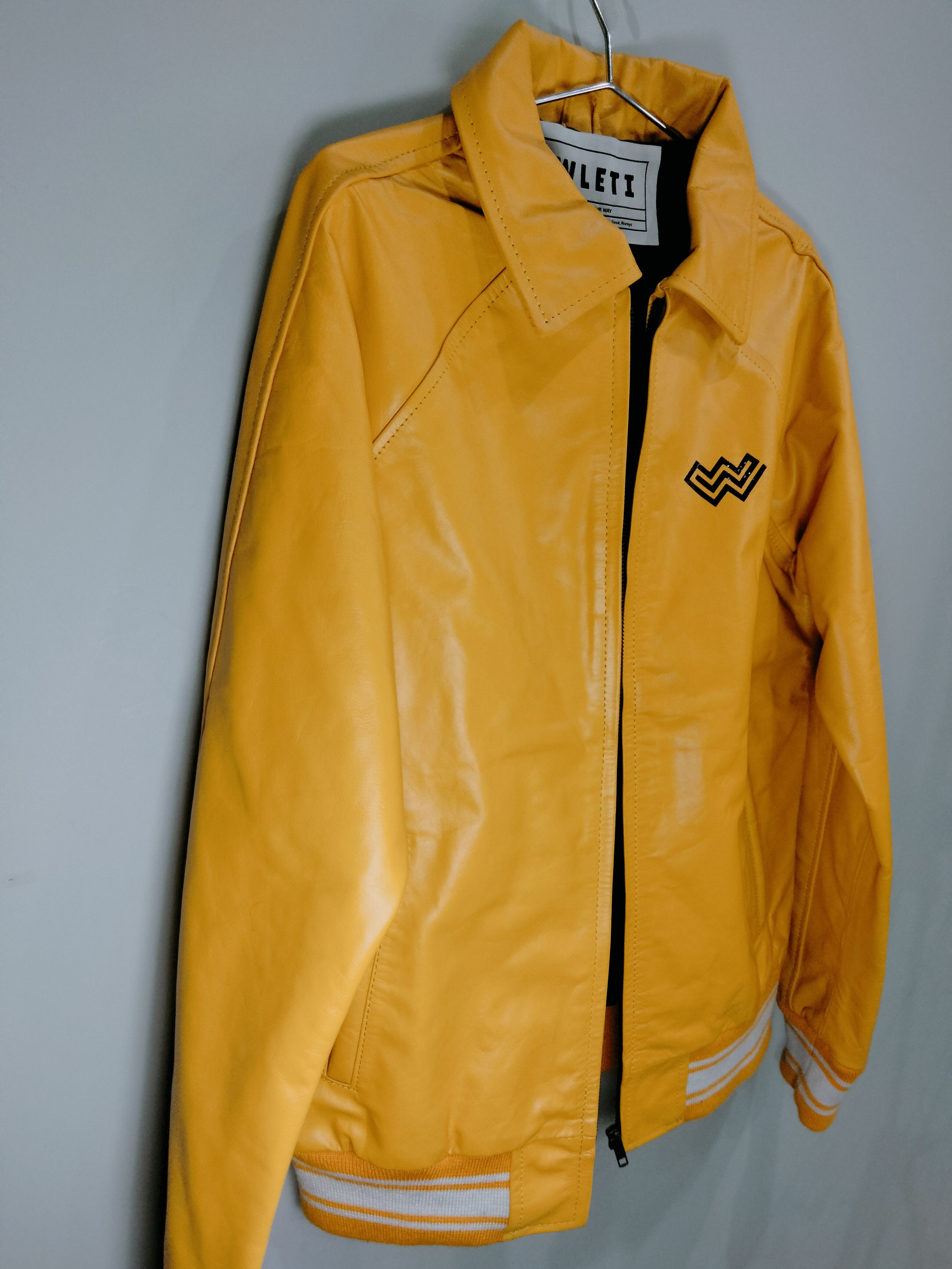 Vintage 🧥 WLETI Premium Yellow Sheep Leather Jacket Size US M / EU 48-50 / 2 - 2 Thumbnail