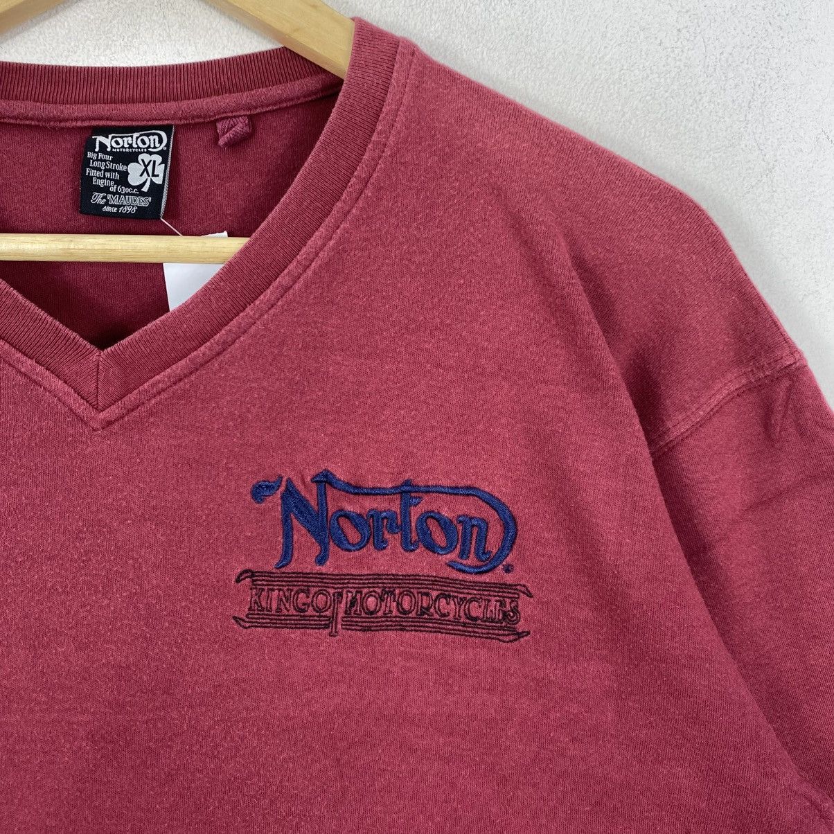 Norton Norton Motorcycles Vintage V-Neck L/S Shirt XL Red Biker Tee Size US XL / EU 56 / 4 - 4 Thumbnail