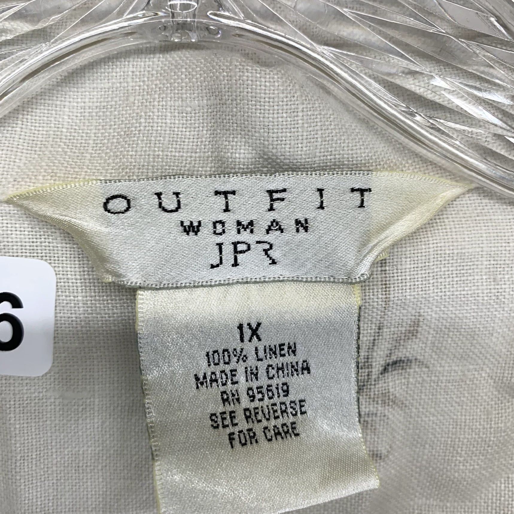 Vintage VINTAGE Outfit JPR Women’s All Linen Top Button-Up 1X Ivory Floral Paisley Pearl Button Bohemian Short Sleeve Casual Shirt Size XL / US 12-14 / IT 48-50 - 3 Thumbnail