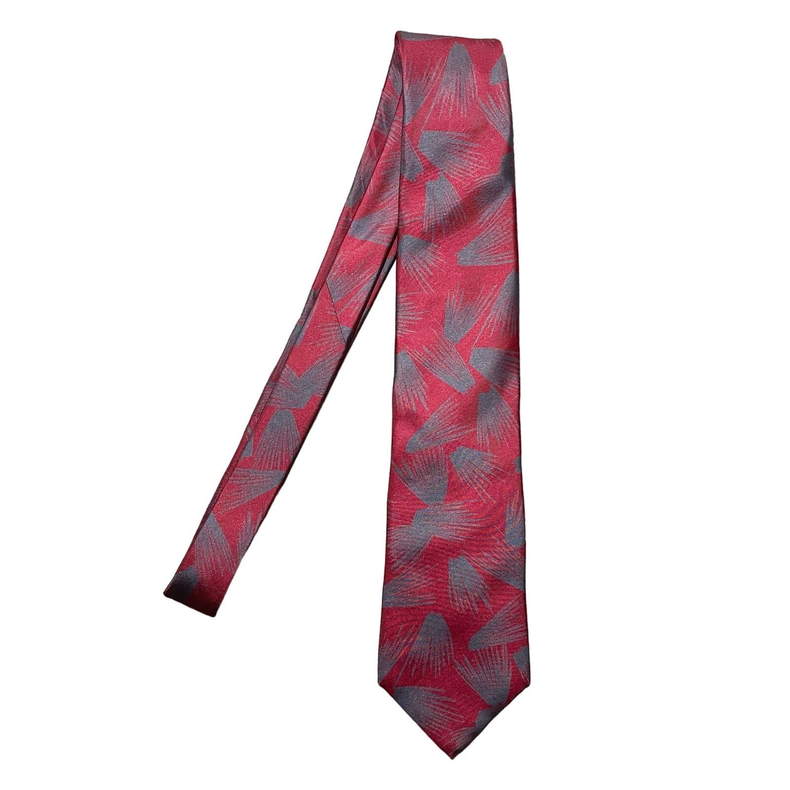Fendi × Vintage Fendi Roma 100% Silk Tie Red Gray Abstract Pattern Print Size ONE SIZE - 1 Thumbnail