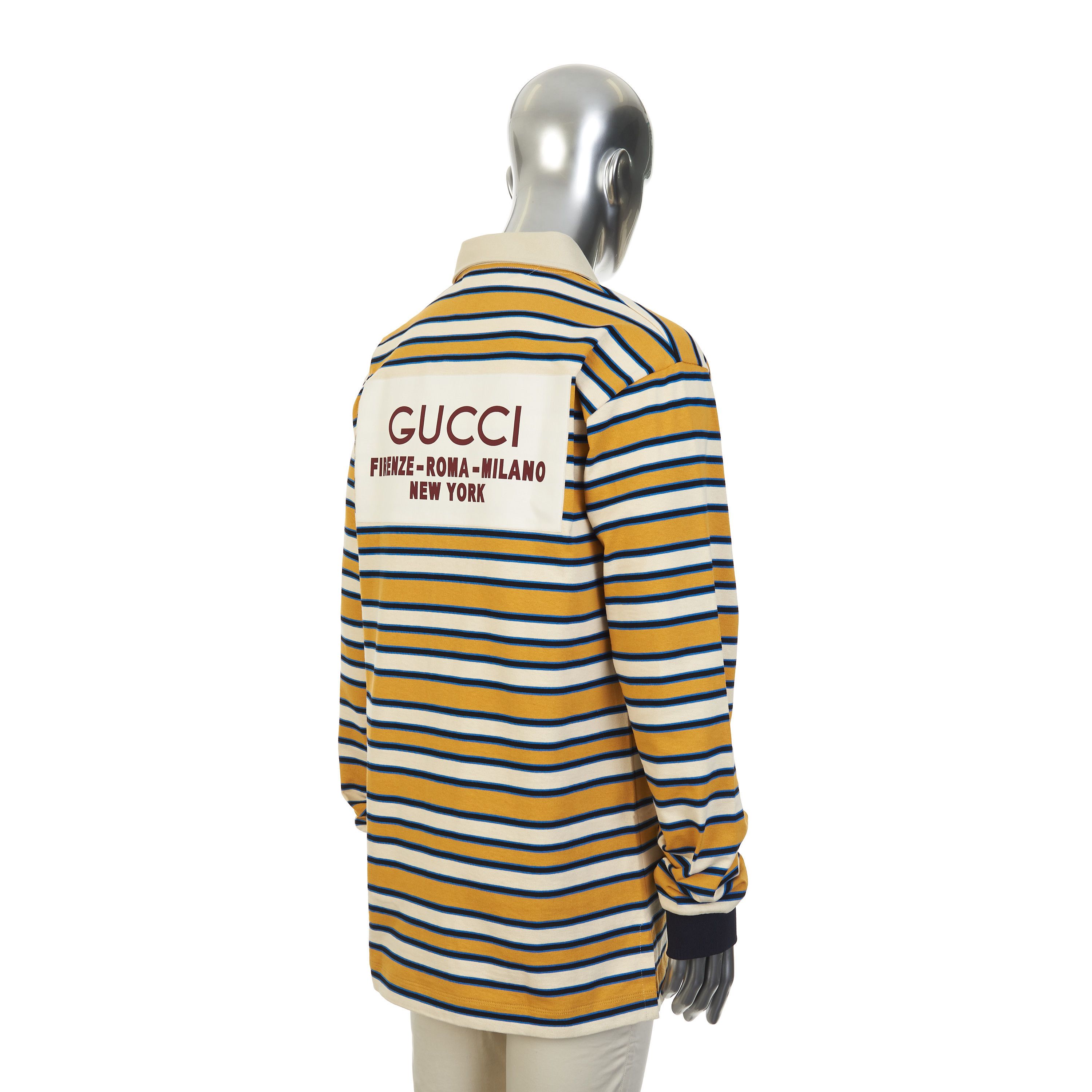 Gucci Striped Polo Shirt In Heavy Cotton With Cities Embroidery Size US S / EU 44-46 / 1 - 8 Thumbnail