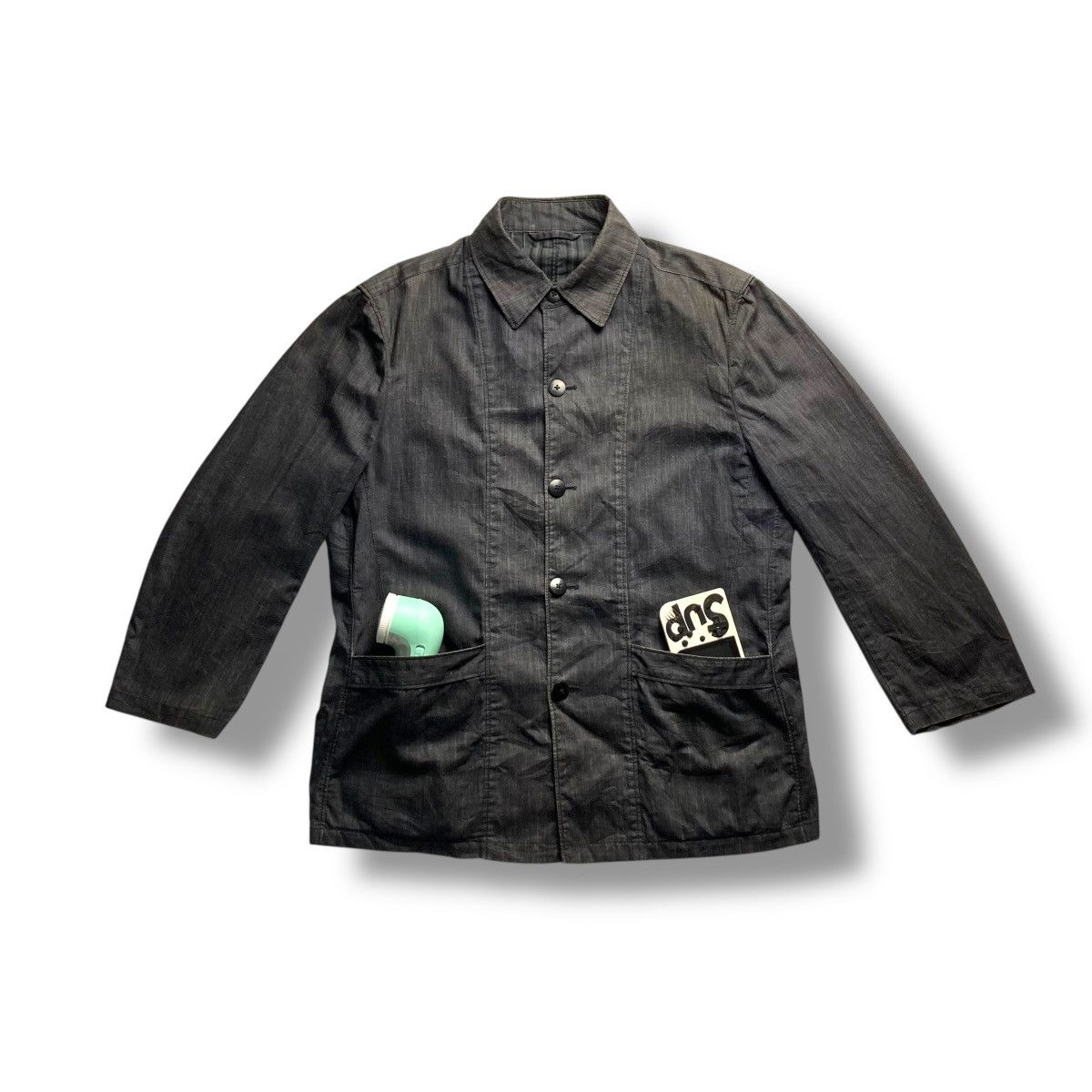 🇯🇵 VINTAGE INTERMEZZO BUTTON UP ABSTRACT DENIM CHORE JACKET