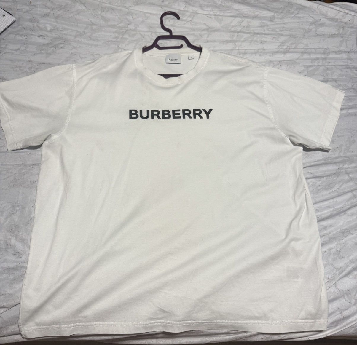 Burberry Burberry White Logo Tee Size L Size US L / EU 52-54 / 3 - 4 Thumbnail