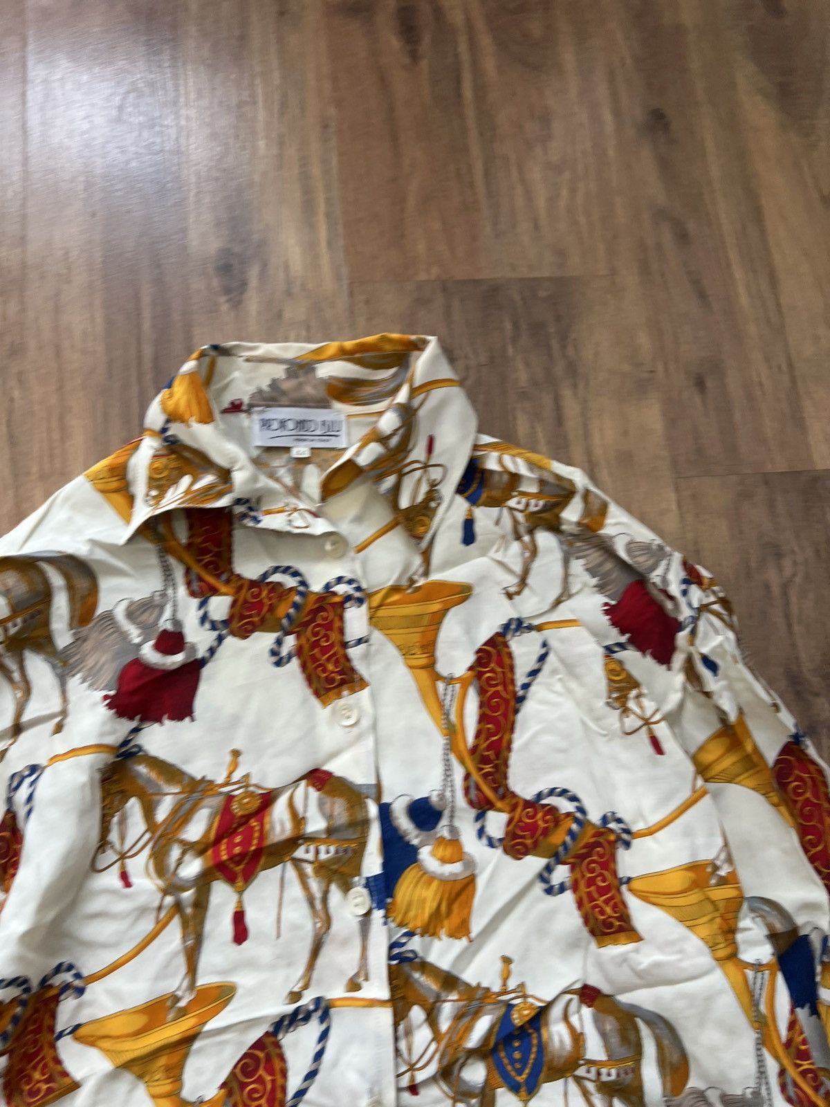 Vintage Profond Blu Vintage Printed Button-Up Shirt (Size 44) Size M / US 6-8 / IT 42-44 - 3 Thumbnail