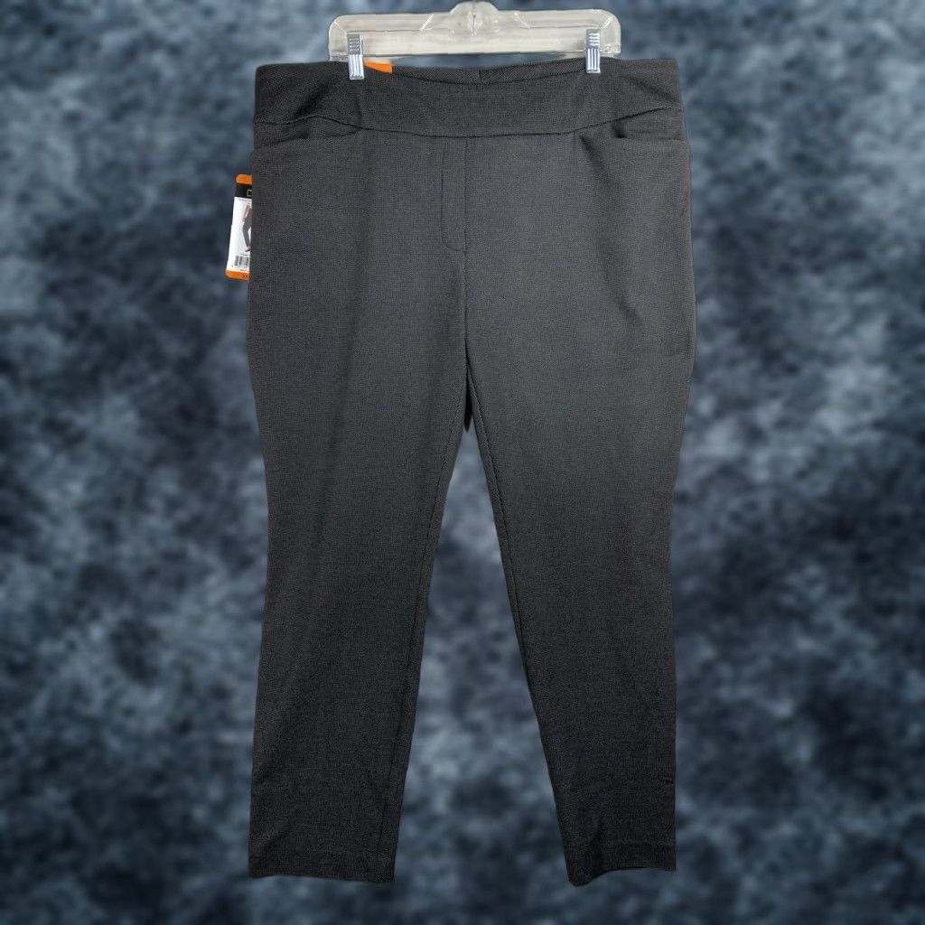 Vintage Dalia Pants Women's XXL Black Combo Pockets Built-In Tummy Control Pull-On Geometric Ponte 29 In Inseam City Casual Sl- Slimming, Stretch NWT Size 40" / US 18 - 1 Thumbnail