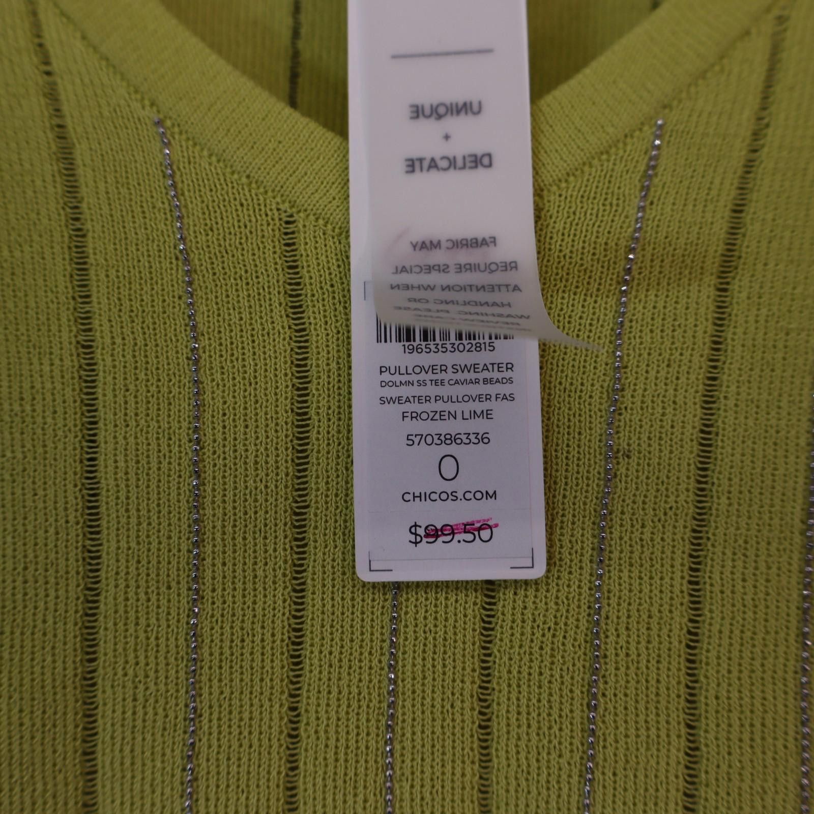 Chicos Chicos Womens Sz 0 Top New gorgeous Green with Rhinestones Size XS / US 0-2 / IT 36-38 - 3 Thumbnail