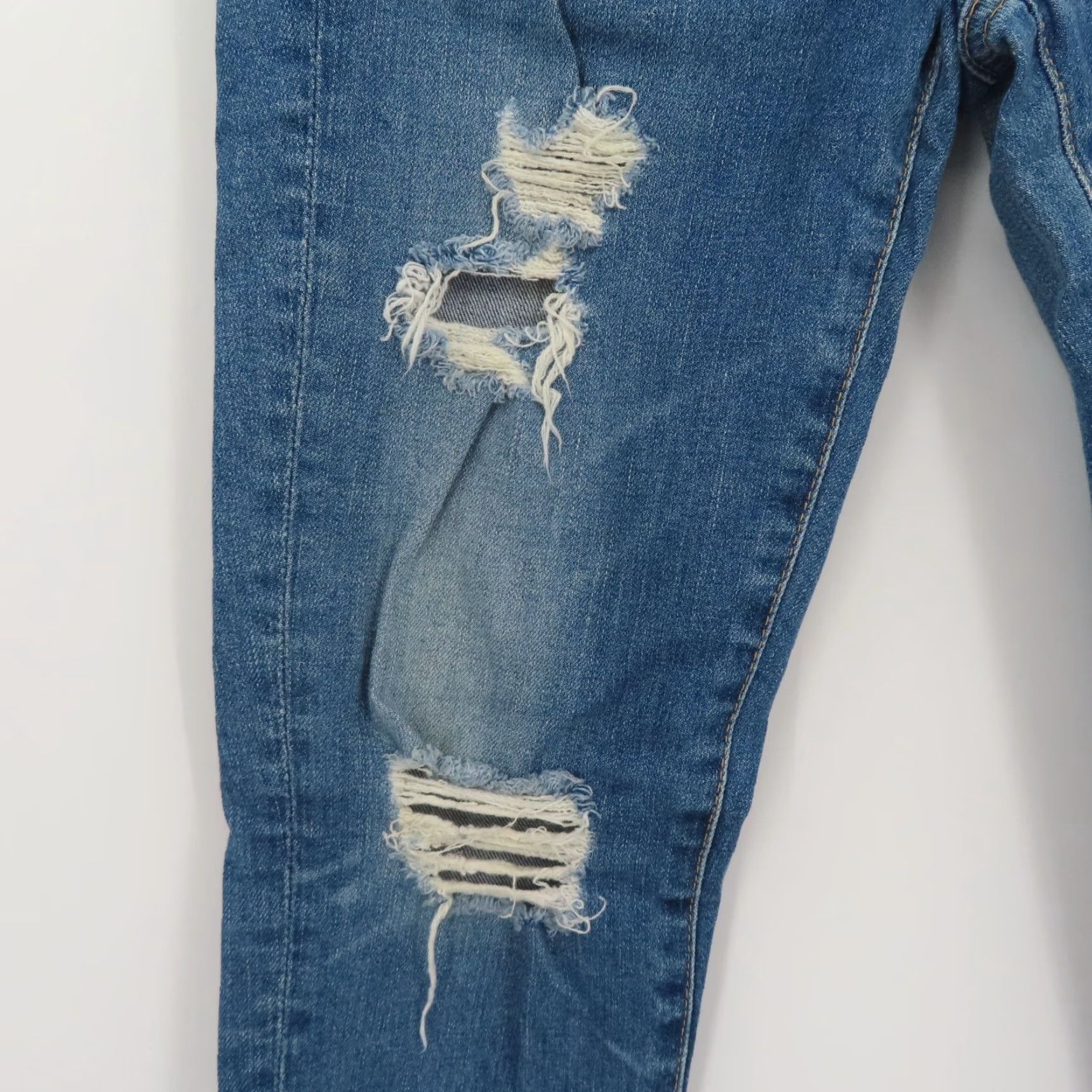 Denime VINTAGE? No. AG Adriano Goldschmied Womens 24 Stilt Cigarette Leg Distressed Blue Denim Jeans Shirt? Size 42" / US 20 - 5 Thumbnail