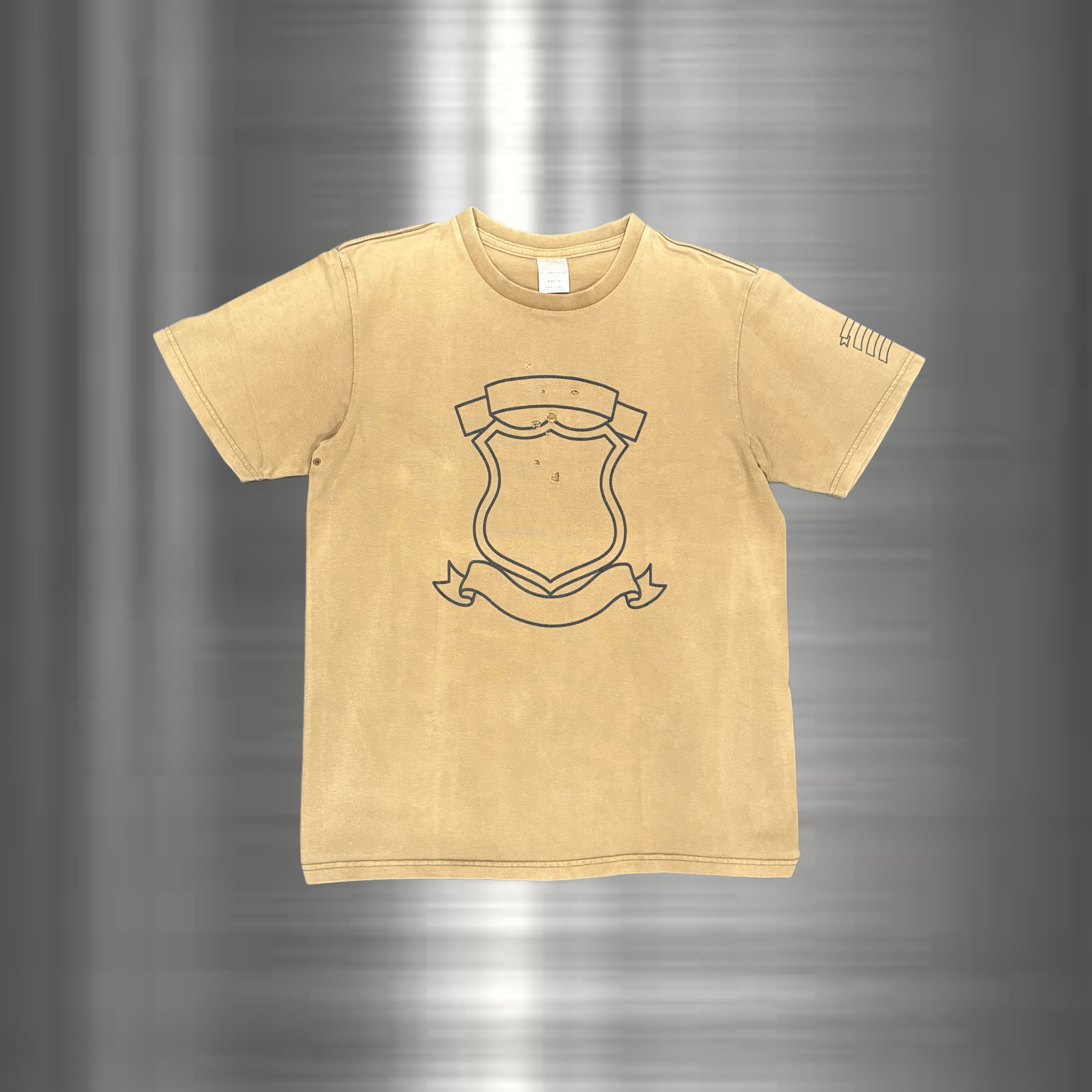 Pre-owned Number N Ine X Takahiromiyashita The Soloist Number (n)ine Ss02 “shield” Tee In Sand