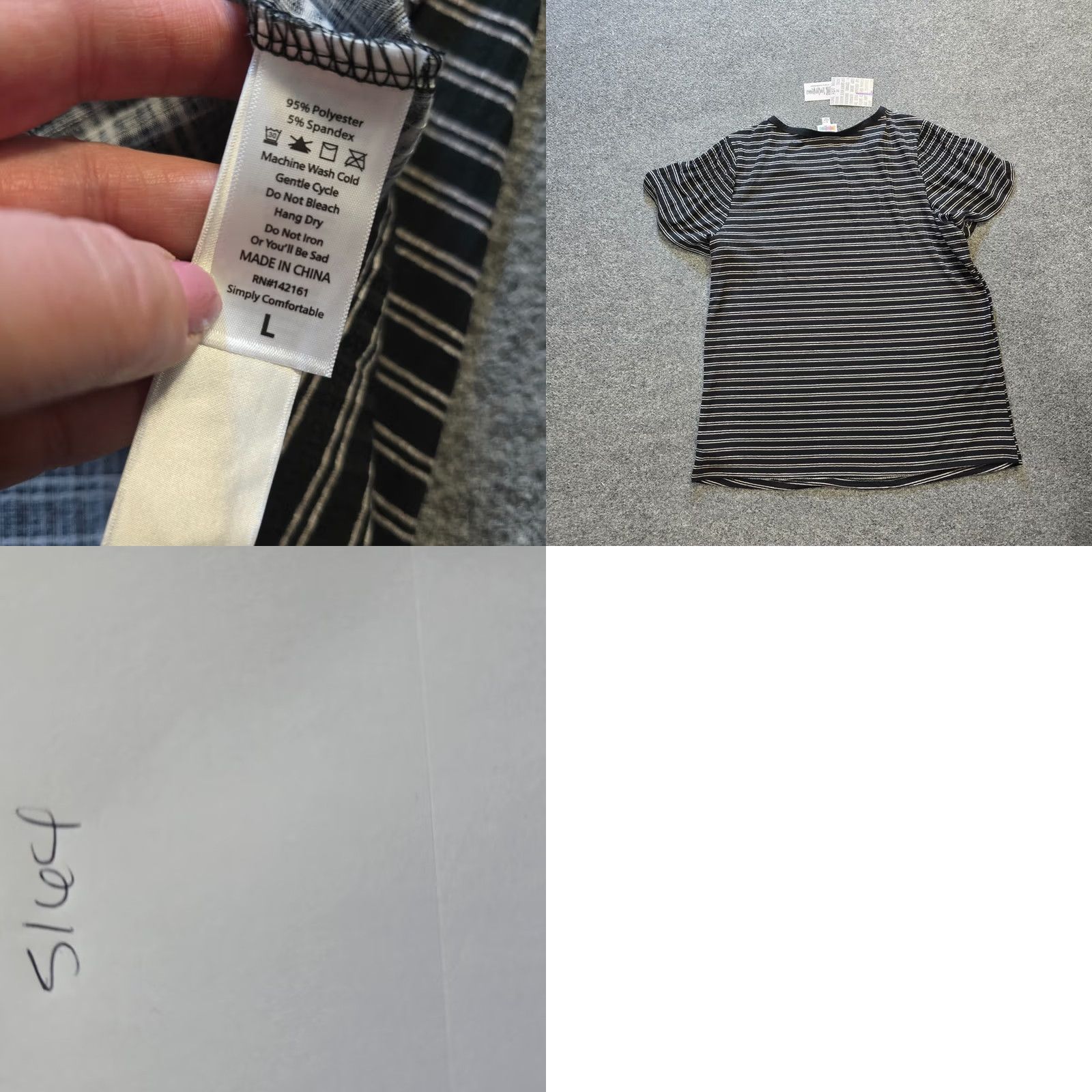 Vintage Lularoe Top Womens Medium Black Striped Ribbed Stephanie Stretch Casual Shirt Ladies Regular Short Sleeve Pullover Knit Polyester Round Neck Size M / US 6-8 / IT 42-44 - 8 Thumbnail
