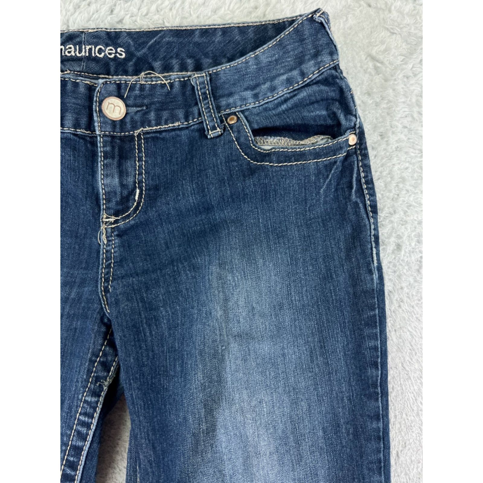 Vintage Maurices Jeans Womens 9 Blue Denim Bootcut Embroidered Cotton Blend Size 30" / US 8 / IT 44 - 6 Thumbnail