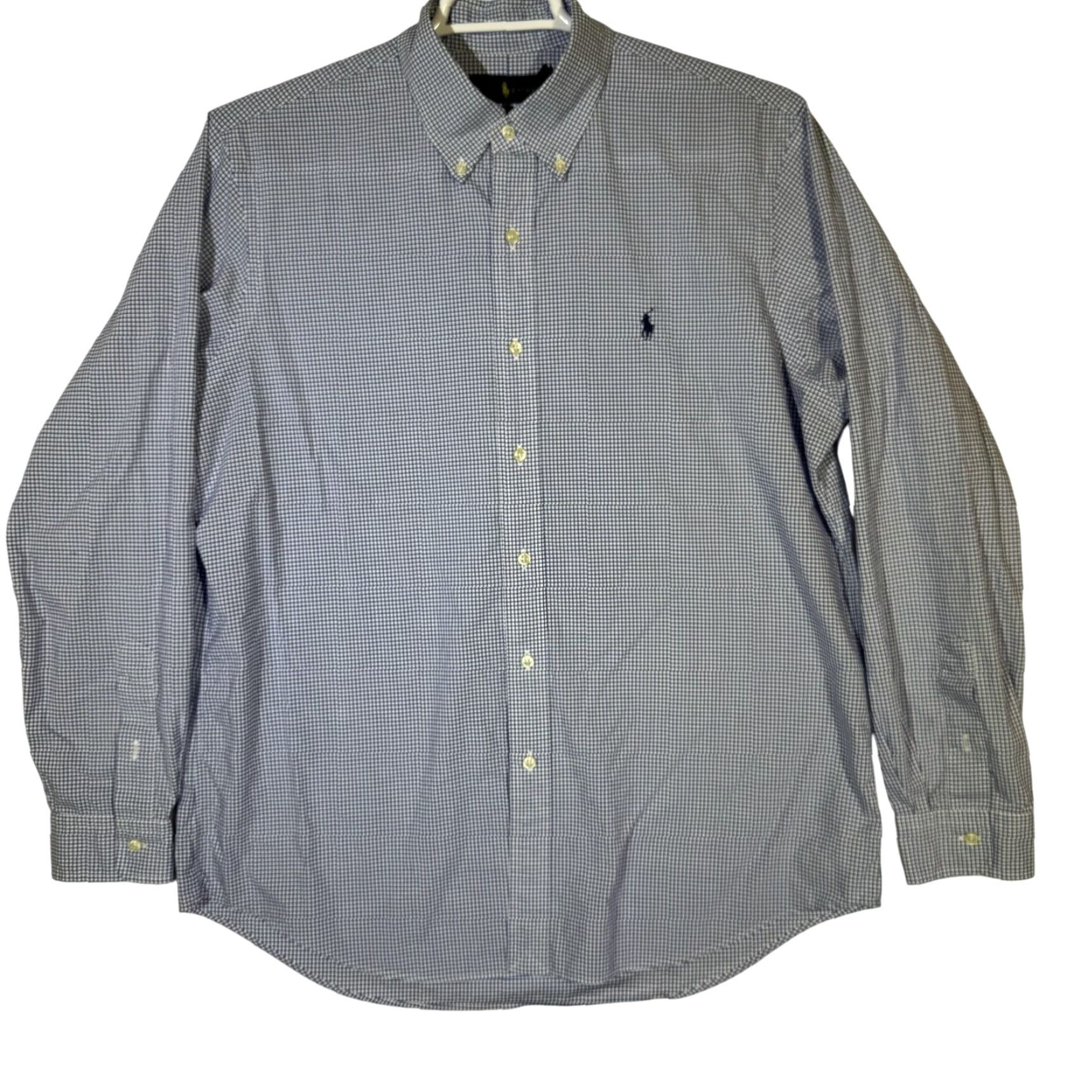 Ralph Lauren Ralph Lauren Button-Down Shirt Mens XL Blue White Gingham Check Long Sleeve Stretch Embroidered Pony Polo Size US L / EU 52-54 / 3 - 2 Thumbnail
