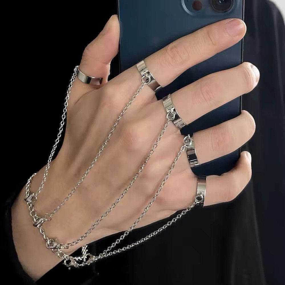Jewelry × Vintage 1 set Adjustable Ring & Bracelet With Chain Size ONE SIZE - 1 Thumbnail