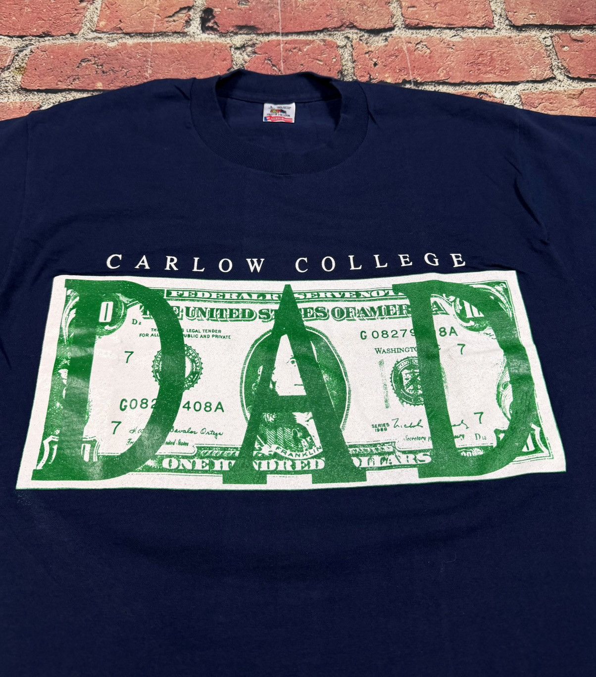 Fruit Of The Loom Vintage 90s Carlow University Carlow Dad Single Stitch Tee Size US L / EU 52-54 / 3 - 4 Thumbnail