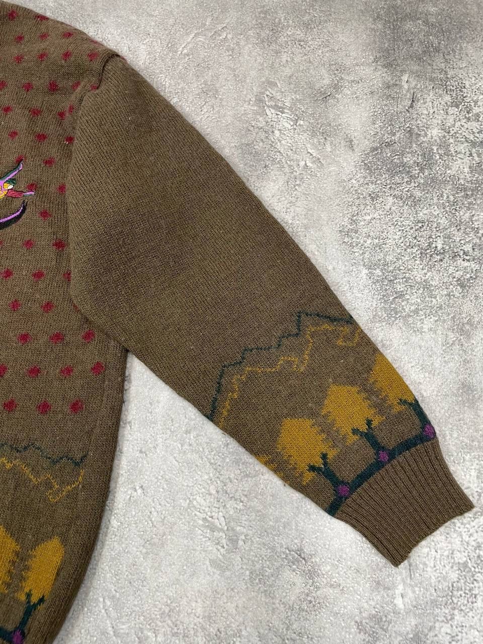 Vintage Vintage Knit Sweater Brown Patterned Crewneck Jumper Wool Size US XL / EU 56 / 4 - 5 Thumbnail