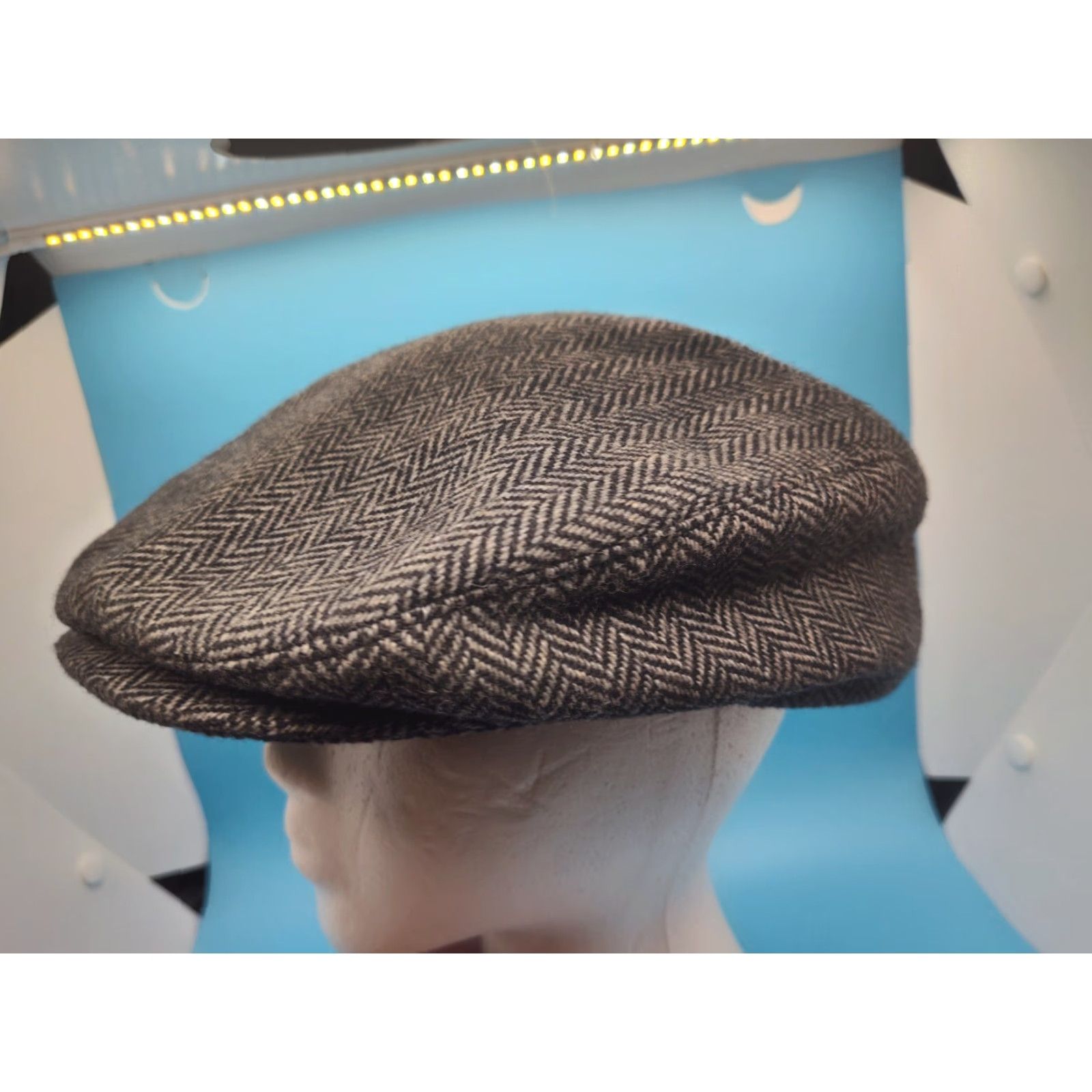 Vintage VINTAGE HaT Dark Gray Herringbone Wool Peaky Blinders Newsboy Hat Men 7 1/4-7 3/8 Large Gray Snap Front 70s-80s Mens Size ONE SIZE - 3 Thumbnail
