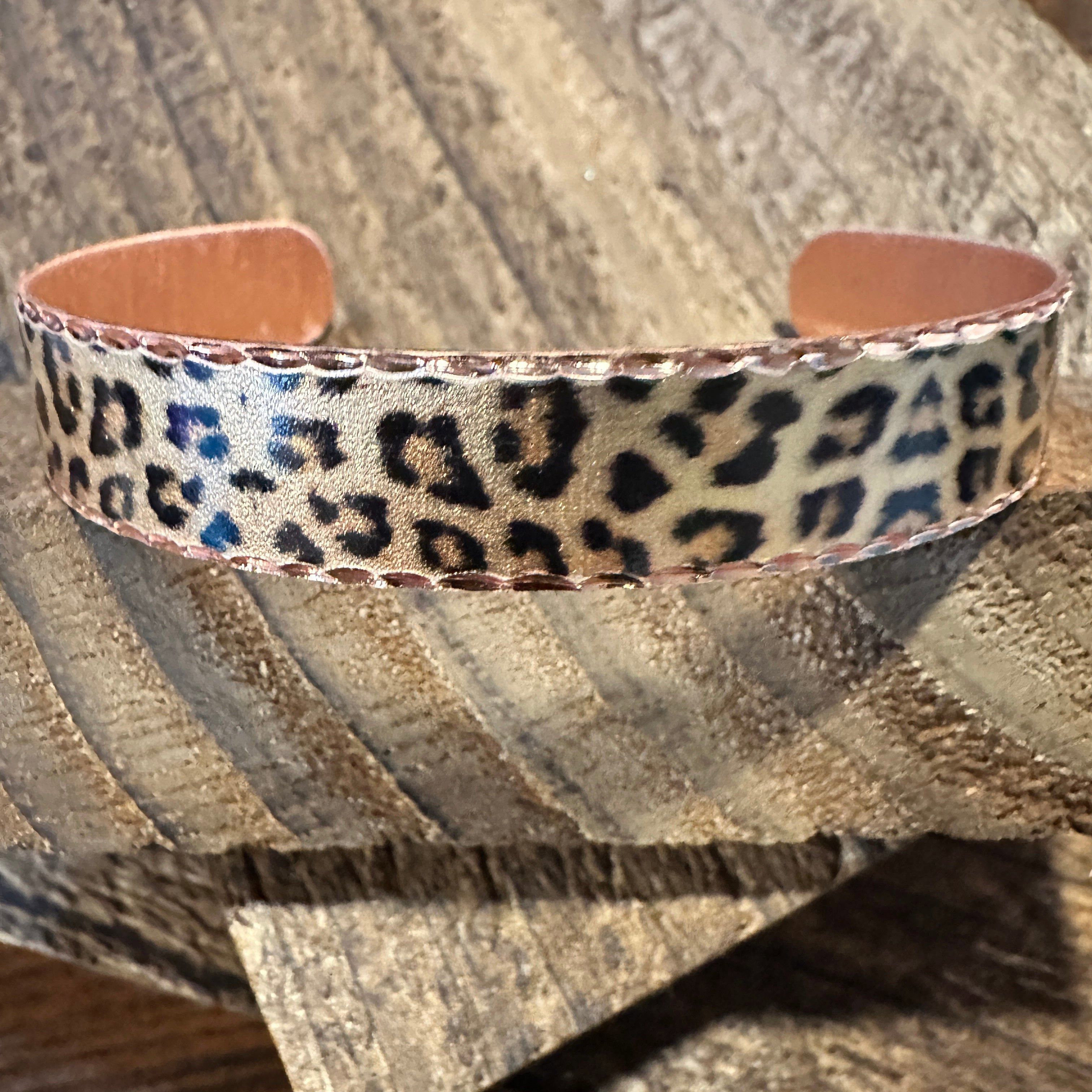 Other Handmade Boho Copper Narrow Cuff Bracelet, Diamond Cut Leopa Size ONE SIZE - 6 Thumbnail