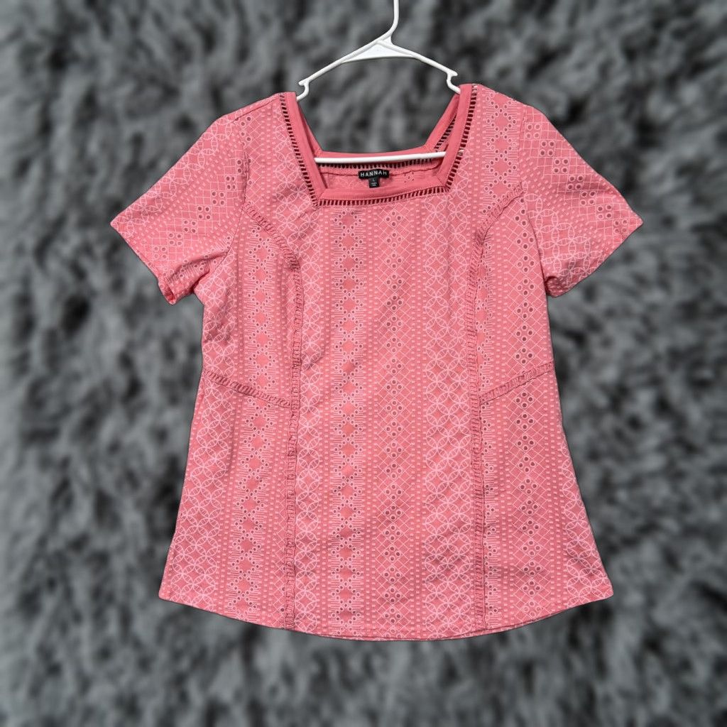 Vintage Hannah Blouse Womens L Pink Eyelet Lace Geometric Ethereal Boho Soft Girl Pastel Shirt Womens L Pink Eyelet Lace Geometric Boho Ethereal Size L / US 10 / IT 46 - 1 Thumbnail
