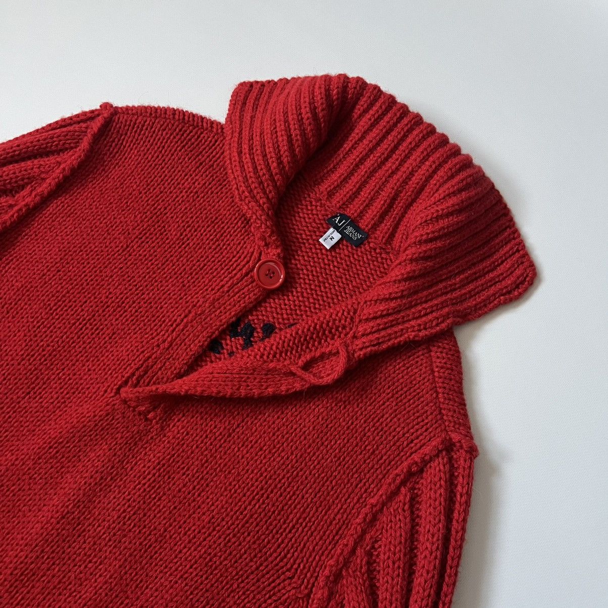 Armani Vintage Y2K Armani Jeans Red Knit Tiger Sweater Alpaca Woo Size US M / EU 48-50 / 2 - 6 Thumbnail
