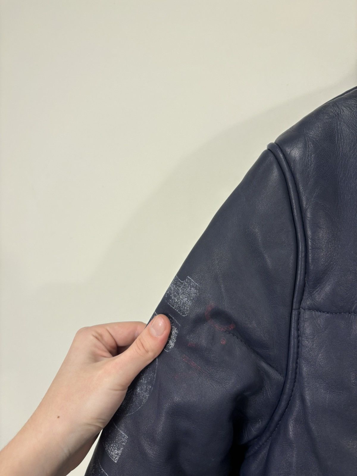 Schott Schott NYC x Fila Men’s Navy Blue Leather Jacket Size US M / EU 48-50 / 2 - 12 Thumbnail