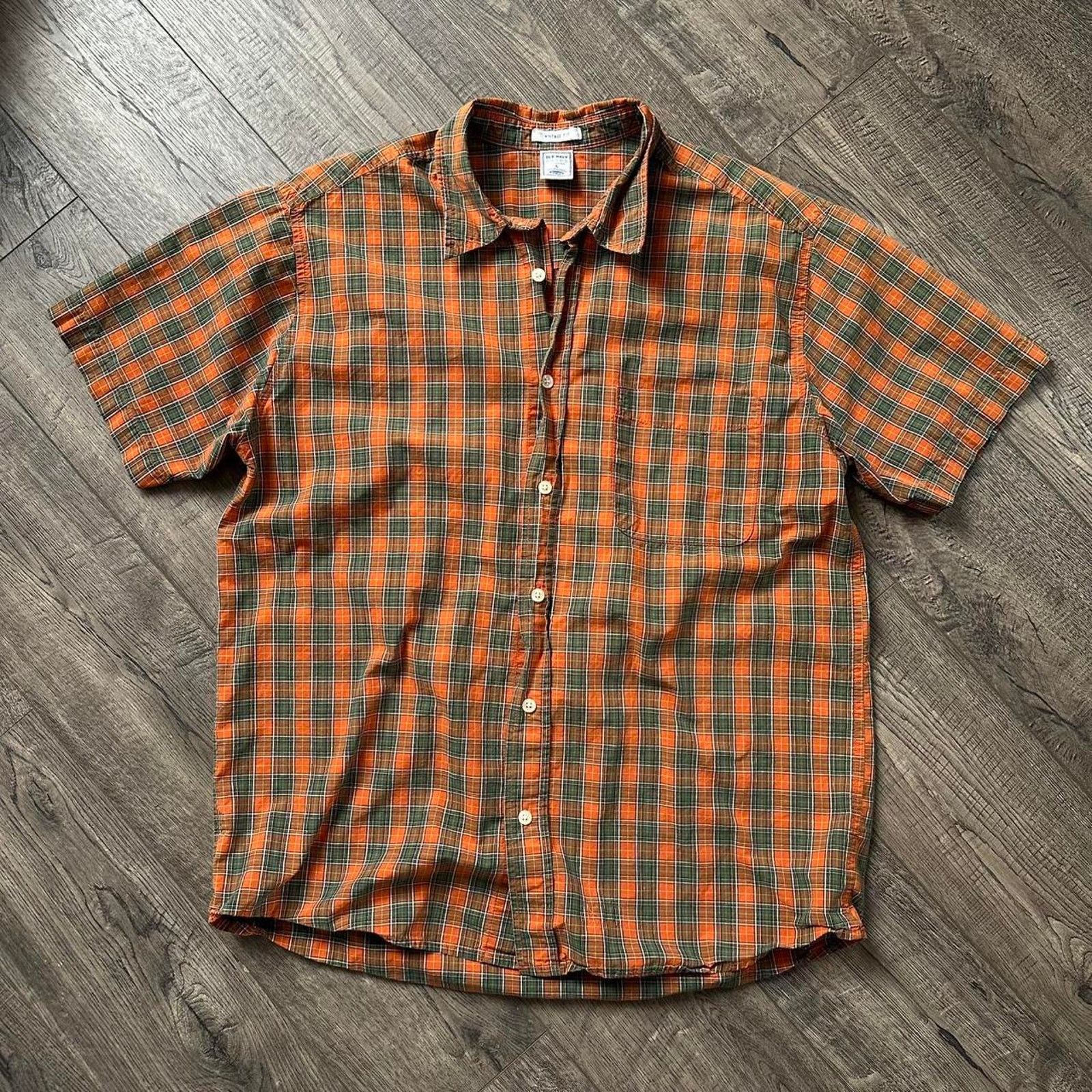 Old Navy Y2K Old Navy Orange Green Plaid Short Sleeve Button Up Polo Size US L / EU 52-54 / 3 - 3 Thumbnail