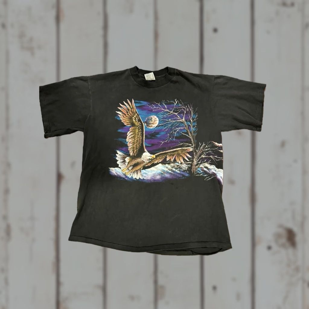 Vintage VINTAGE Hazelwood Premo American Eagle T Shirt Men’s L Short Sleeve Crew Neck Cotton USA Black Single Stitch Vintage Patriotic Eagle Theme Mens Size US XL / EU 56 / 4 - 1 Thumbnail