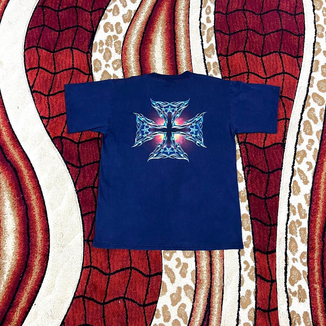 No Fear Vintage Thrashed Faded No Fear Big Cross Logo T Shirt Size US L / EU 52-54 / 3 - 1 Thumbnail