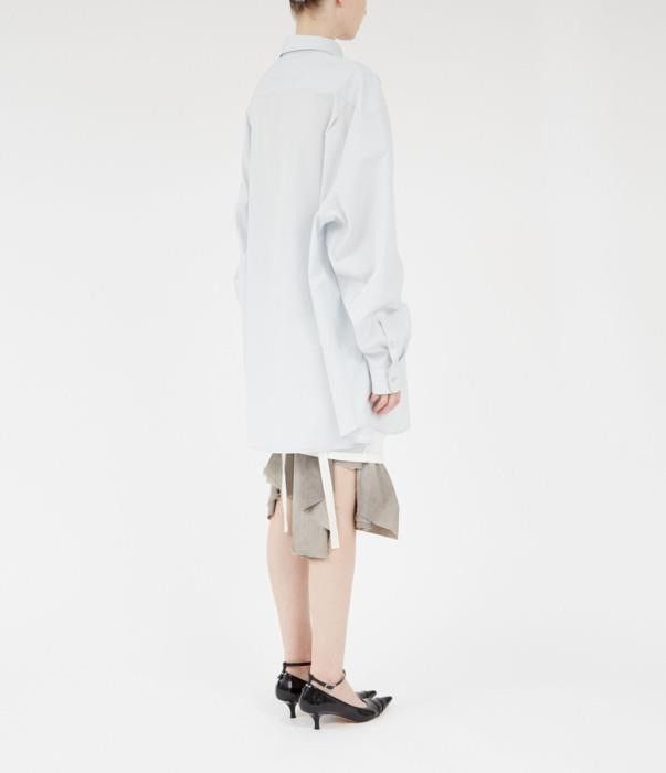 Maison Margiela o1bcso1str0526 Long Poplin Shirt in Light Blue Size M / US 6-8 / IT 42-44 - 3 Thumbnail