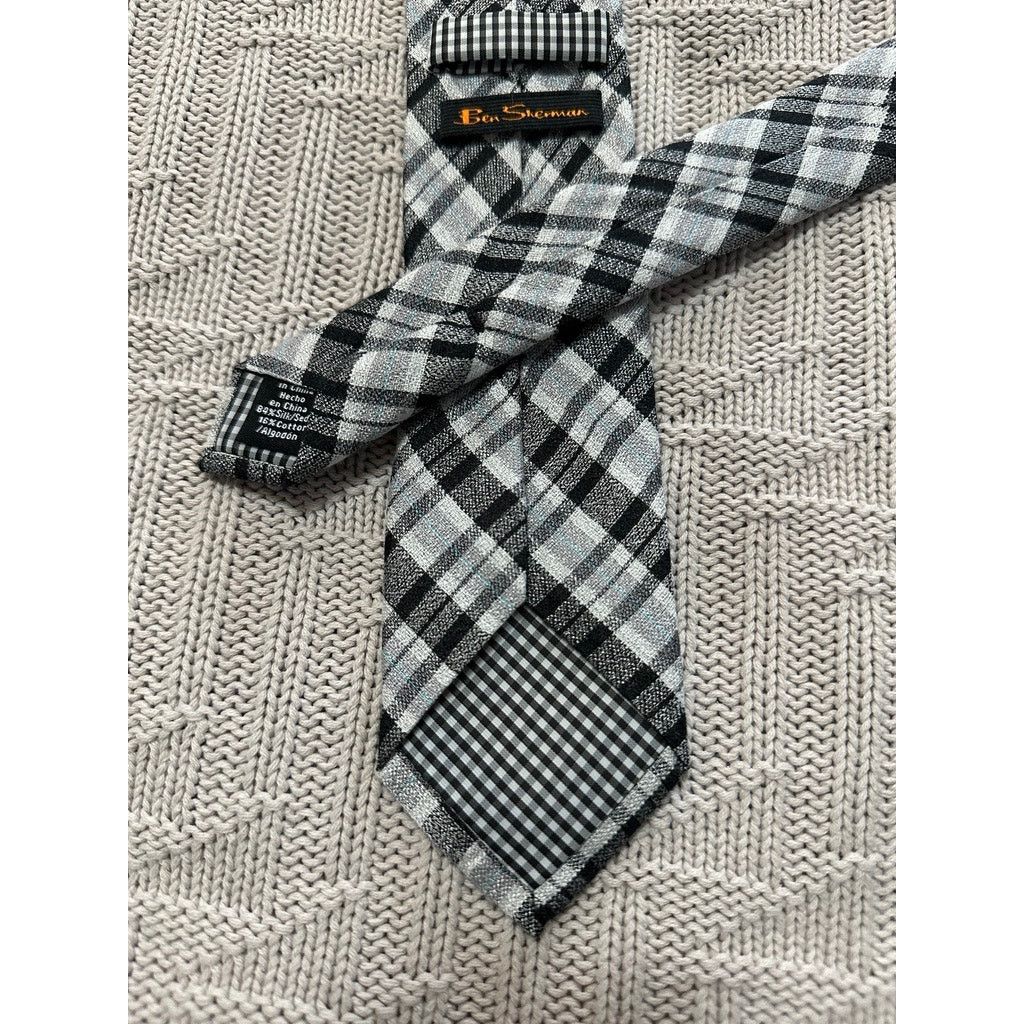 Ben Sherman Ben Sherman black plaid silk tie Size ONE SIZE - 2 Thumbnail