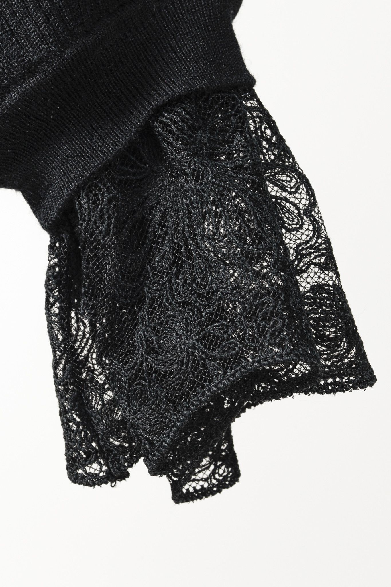 Chloe Chloe Black Ribbed Lace-Cuff 3/4-Dolman-Sleeve Sweater Size XS / US 0-2 / IT 36-38 - 7 Thumbnail