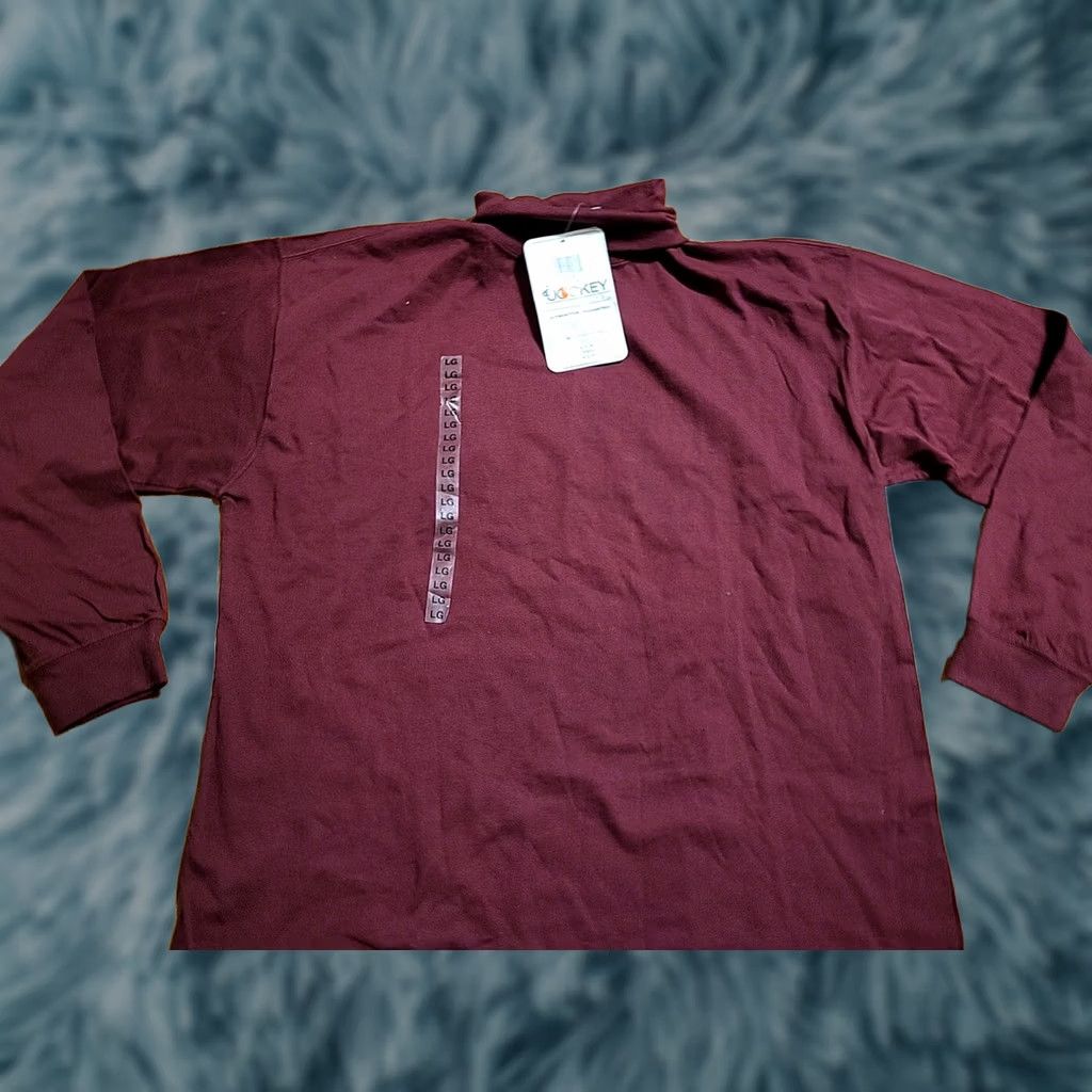 Jockey VINTAGE Jockey Shirt L XL Maroon 1990s Turtleneck Long Sleeve NWT Girls? Size US L / EU 52-54 / 3 - 1 Thumbnail