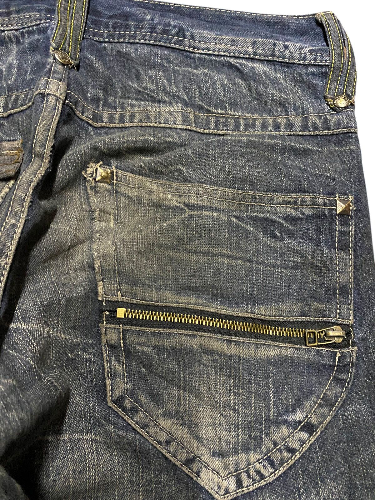 Japanese Brand Vtg Skull Blow By Blue Mud Wash Thunder Avant Garde Jeans Size US 32 / EU 48 - 10 Thumbnail